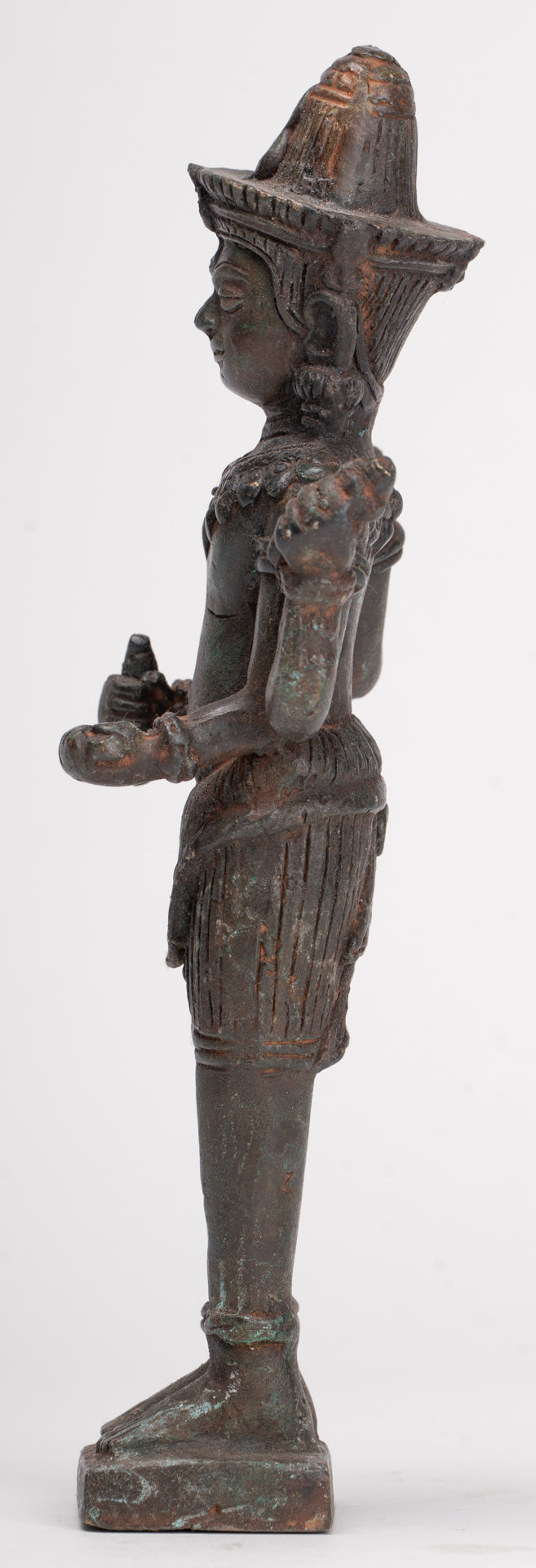 Shiva Statue - Antique Thai Style Bronze Standing Lopburi Shiva Statue - 23cm/9"
