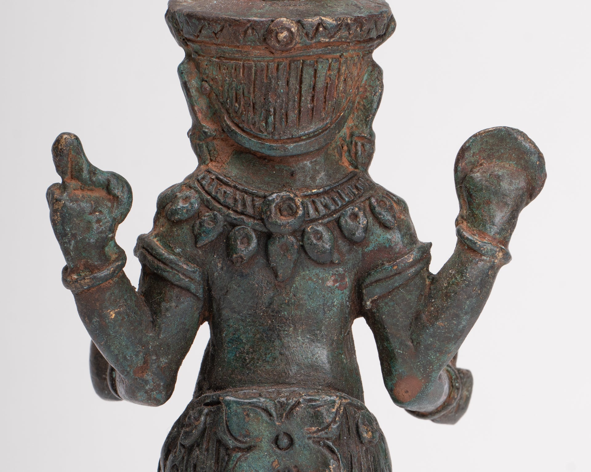 Ganesha Statue - Antique Thai Style Bronze Standing 4-Arm Ganesha Statue - 22.5cm/9"