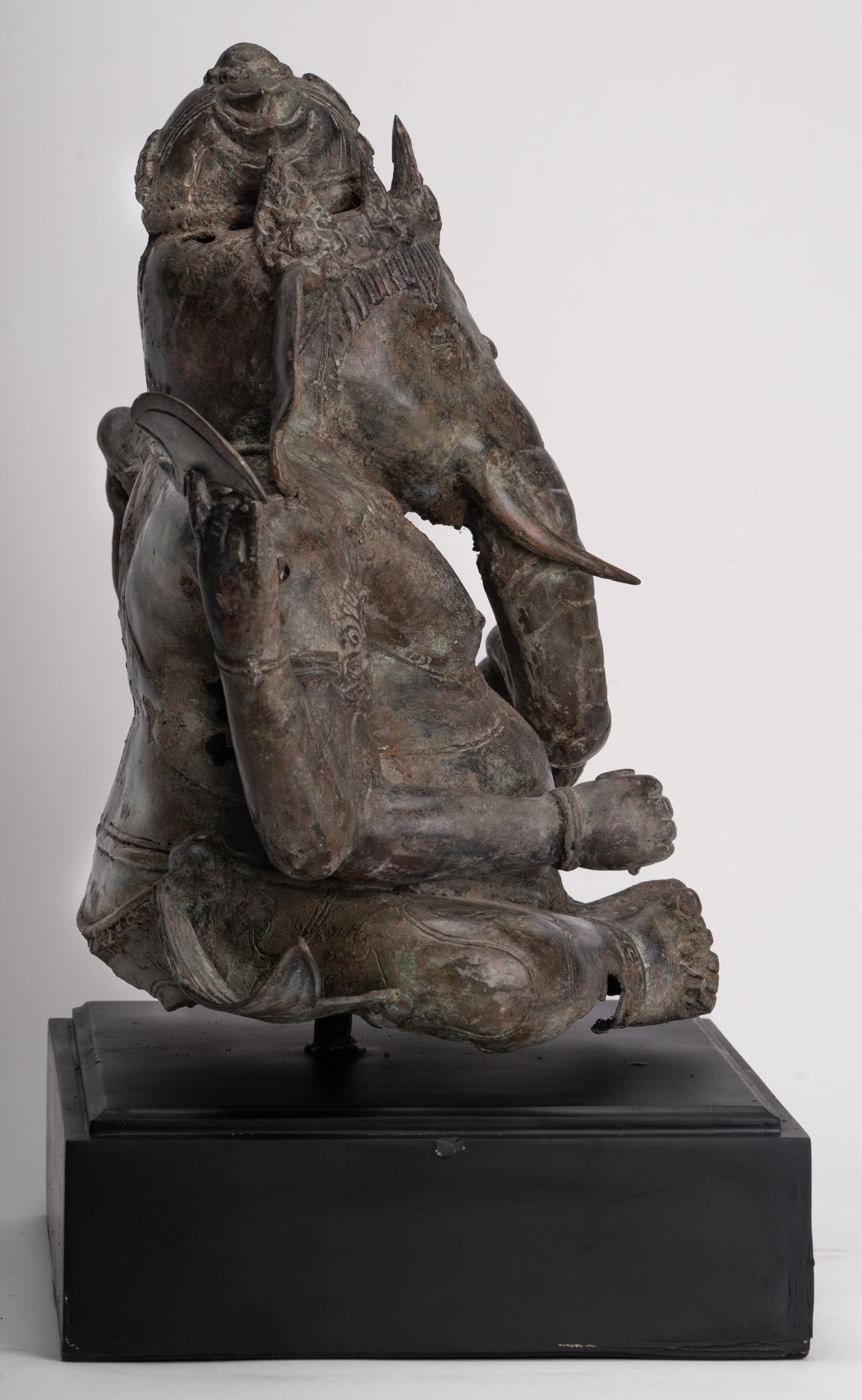 Ganesh - Antique Indonesian Style Bronze Seated Ganesha Statue - 49cm/20"