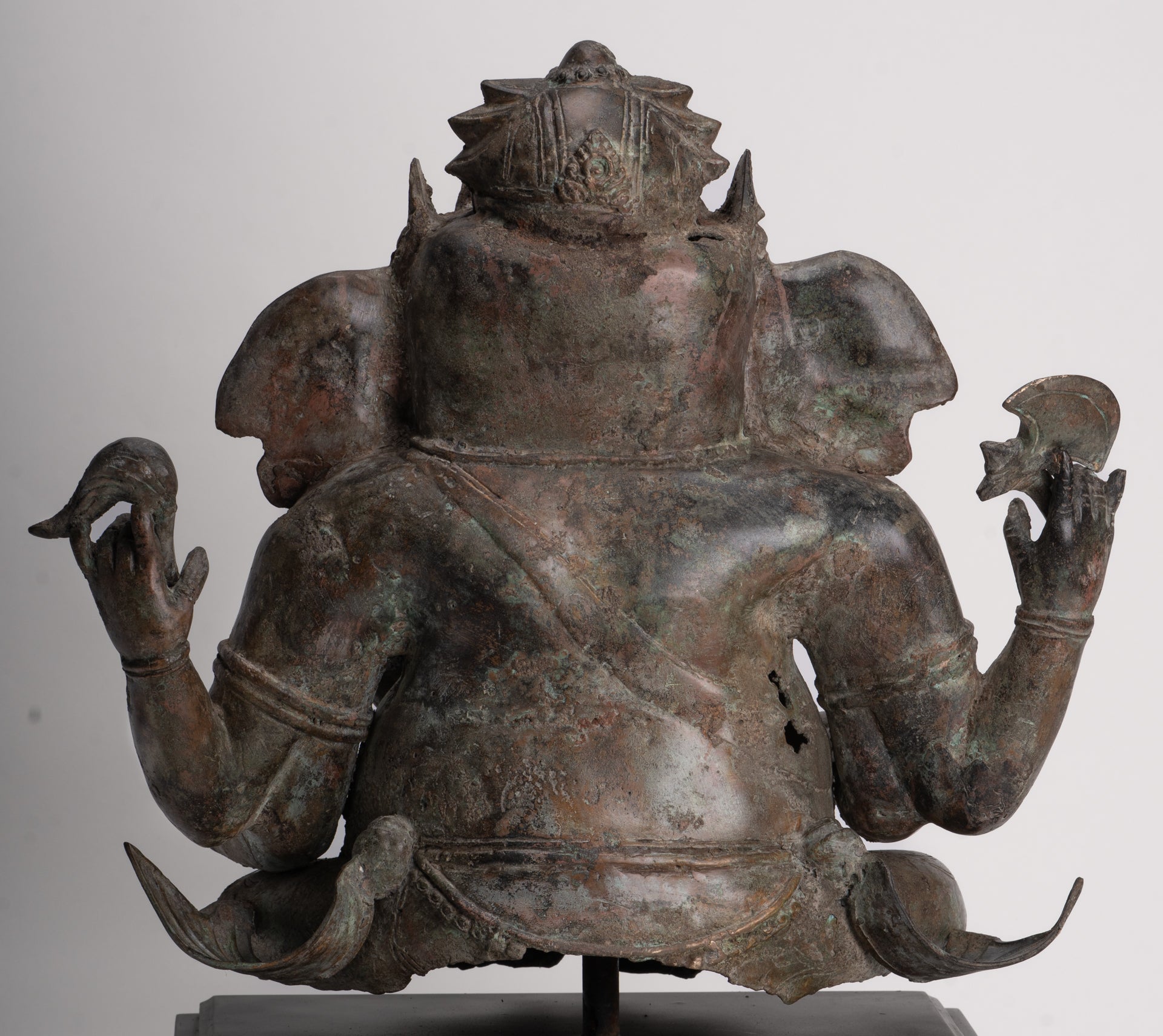Ganesh - Antique Indonesian Style Bronze Seated Ganesha Statue - 49cm/20"