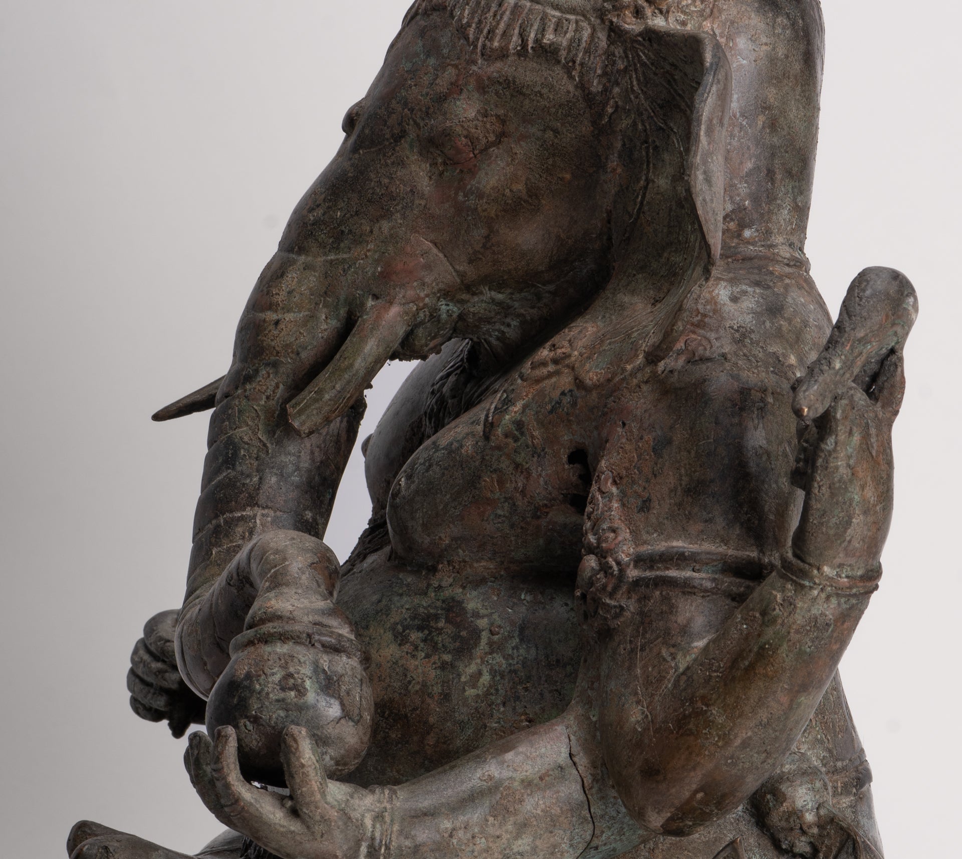 Ganesh - Antique Indonesian Style Bronze Seated Ganesha Statue - 49cm/20"