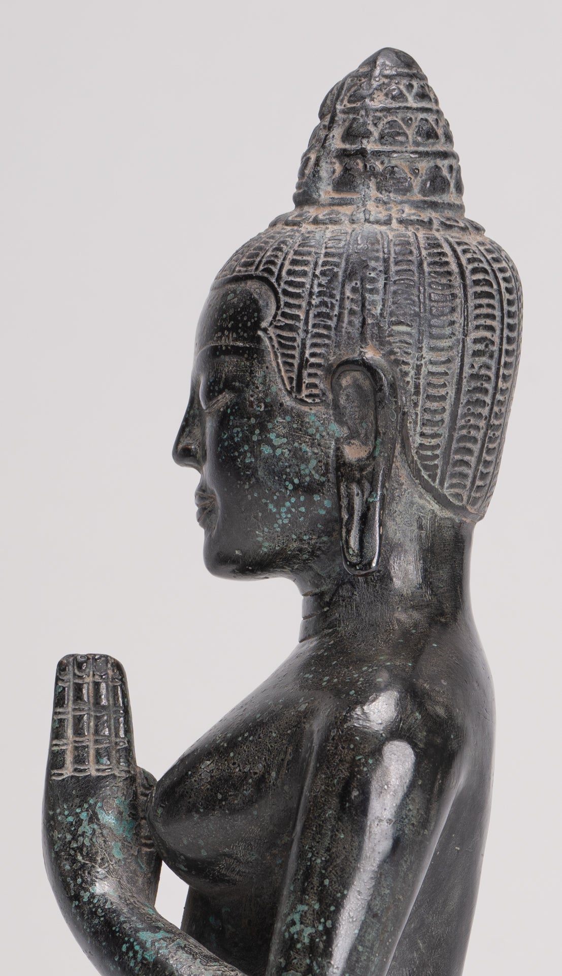 Deity Statue - Antique Khmer Style Bayon Prajnaparamita Statue / Goddess - 28cm/11"