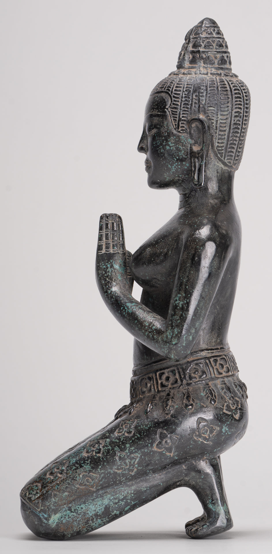 Deity Statue - Antique Khmer Style Bayon Prajnaparamita Statue / Goddess - 28cm/11"