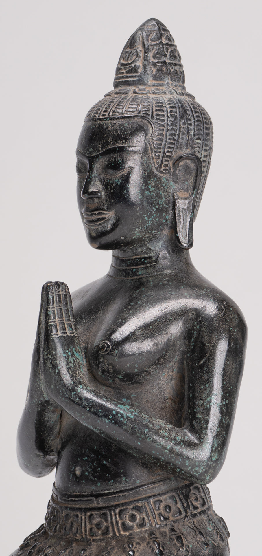 Deity Statue - Antique Khmer Style Bayon Prajnaparamita Statue / Goddess - 28cm/11"