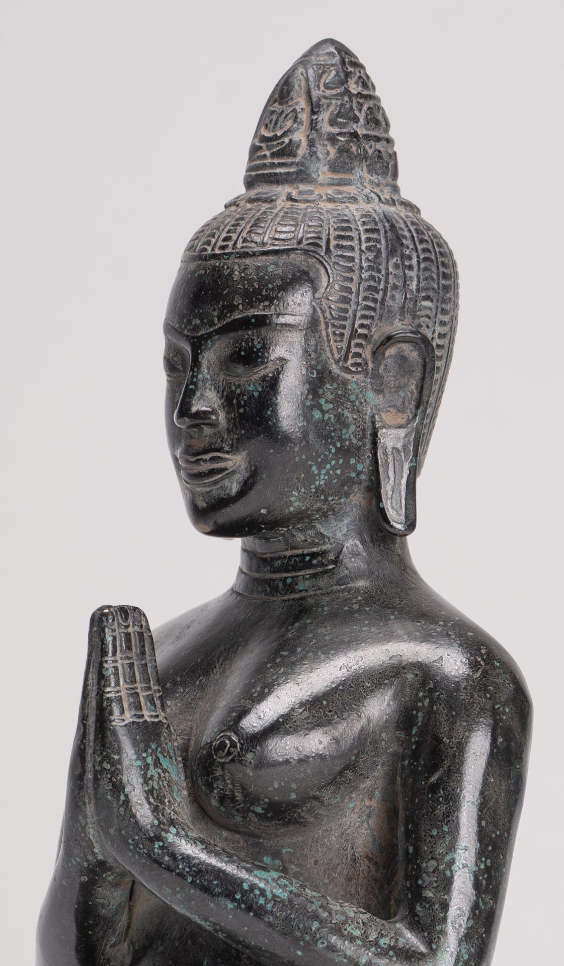 Deity Statue - Antique Khmer Style Bayon Prajnaparamita Statue / Goddess - 28cm/11"