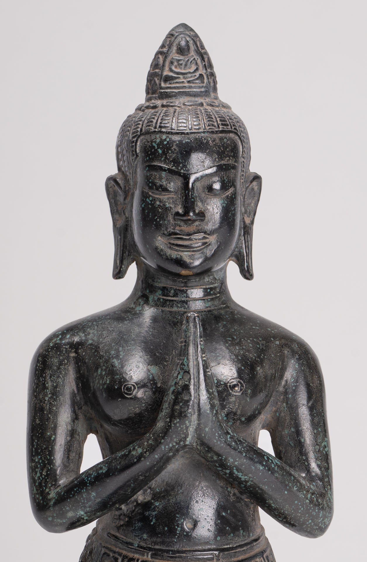 Deity Statue - Antique Khmer Style Bayon Prajnaparamita Statue / Goddess - 28cm/11"