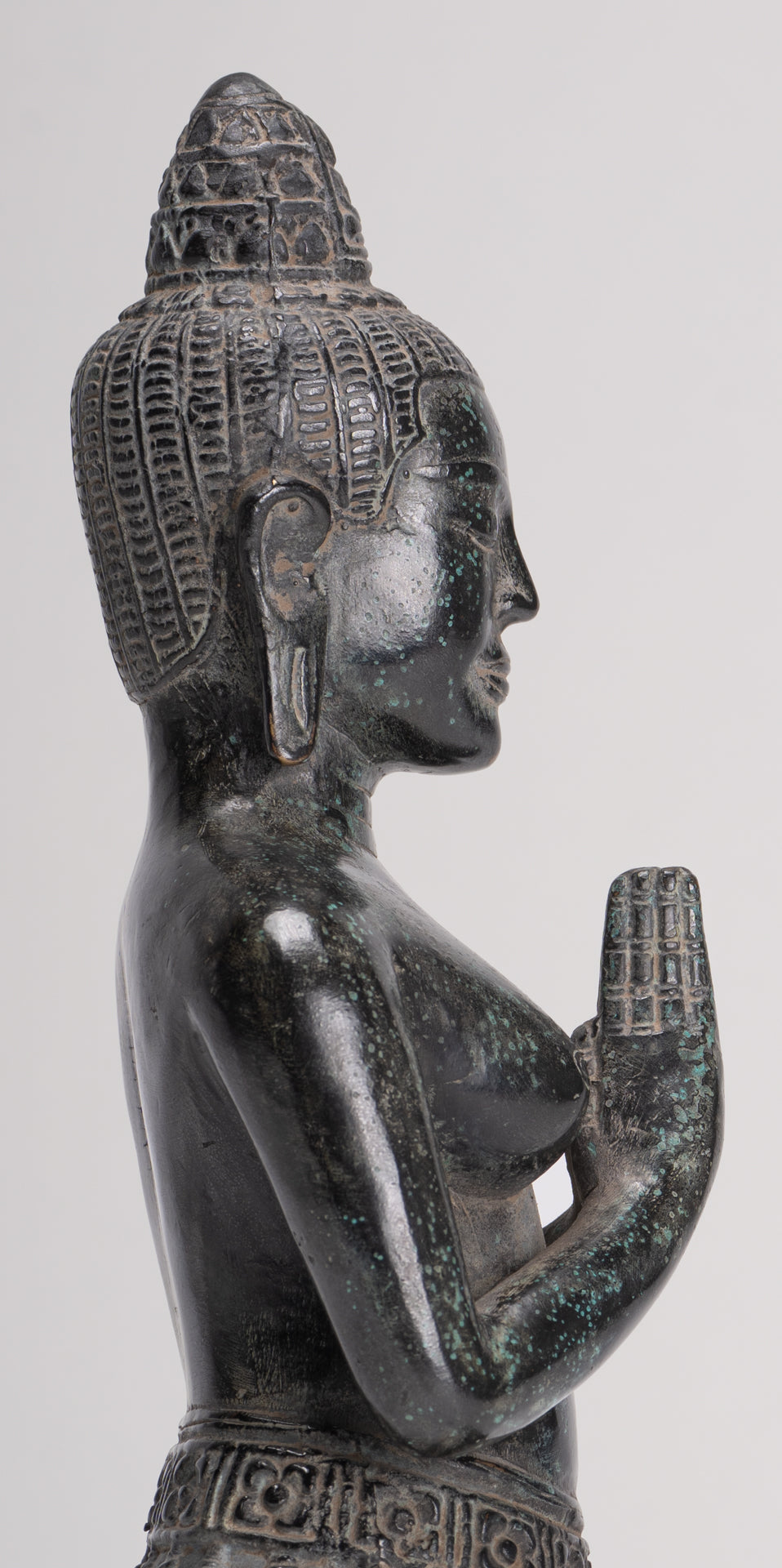 Deity Statue - Antique Khmer Style Bayon Prajnaparamita Statue / Goddess - 28cm/11"