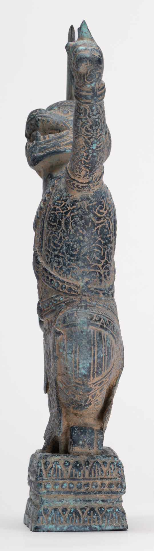 Antique Khmer Bayon Style Bronze Hanuman Warrior Statue – Sword-Bearing Monkey General - 23.5cm/9" Tall