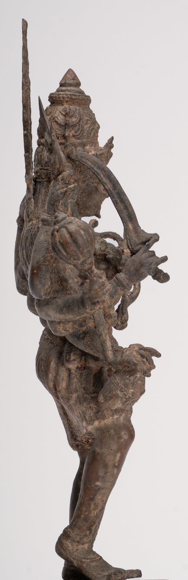Statue de Kali - Statue de Kali ou Mahakali debout en bronze de style Java antique Majapahit - 43 cm/17"