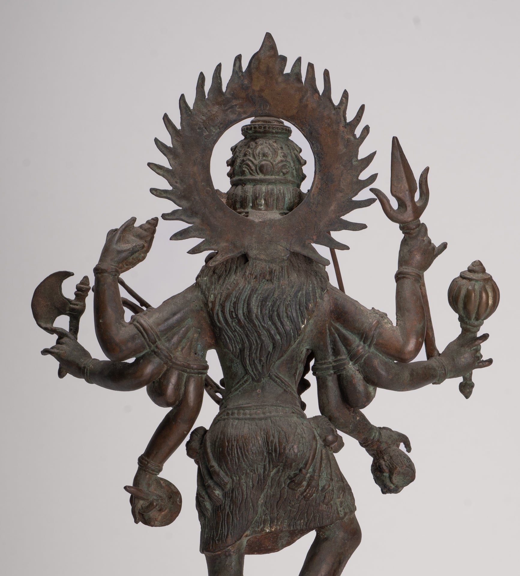 Kali Statue - Antique Java Style Majapahit Bronze Kali Statue on Roaring Lion - 54.5cm/22"
