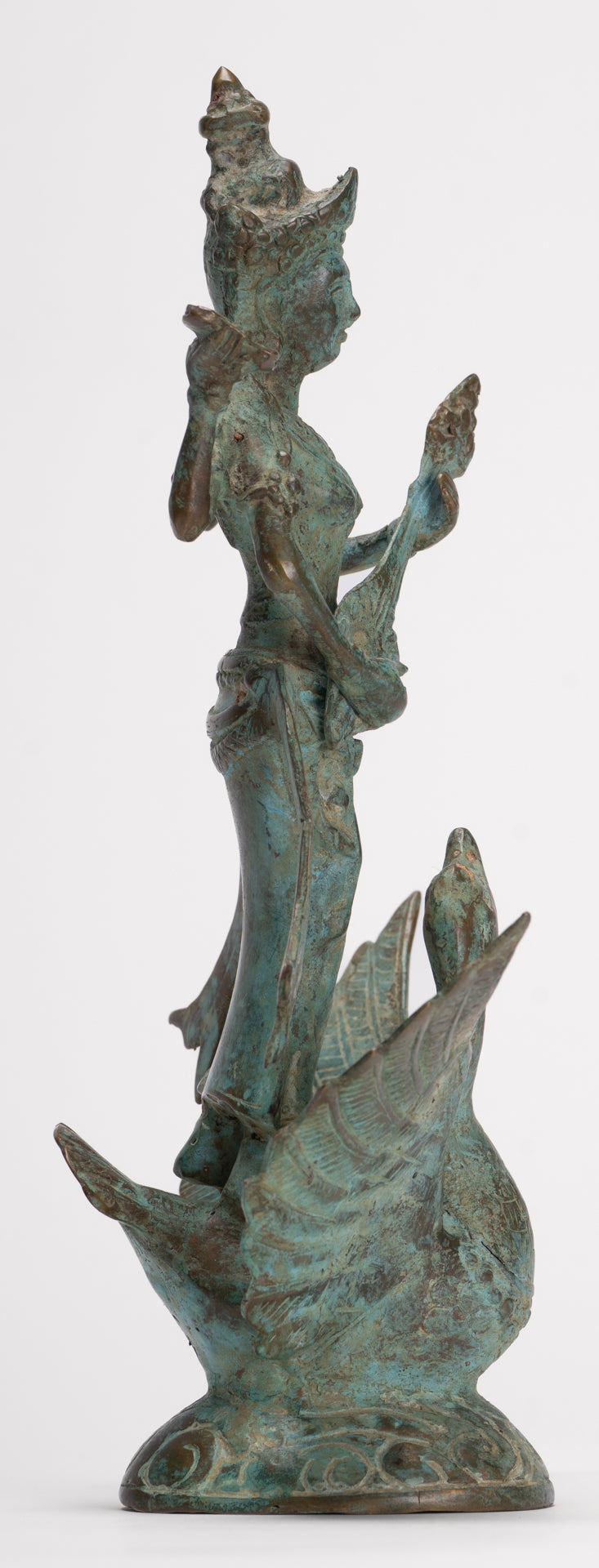 Antique Indonesian Style Bronze Javanese Saraswati Statue - 26cm/10"