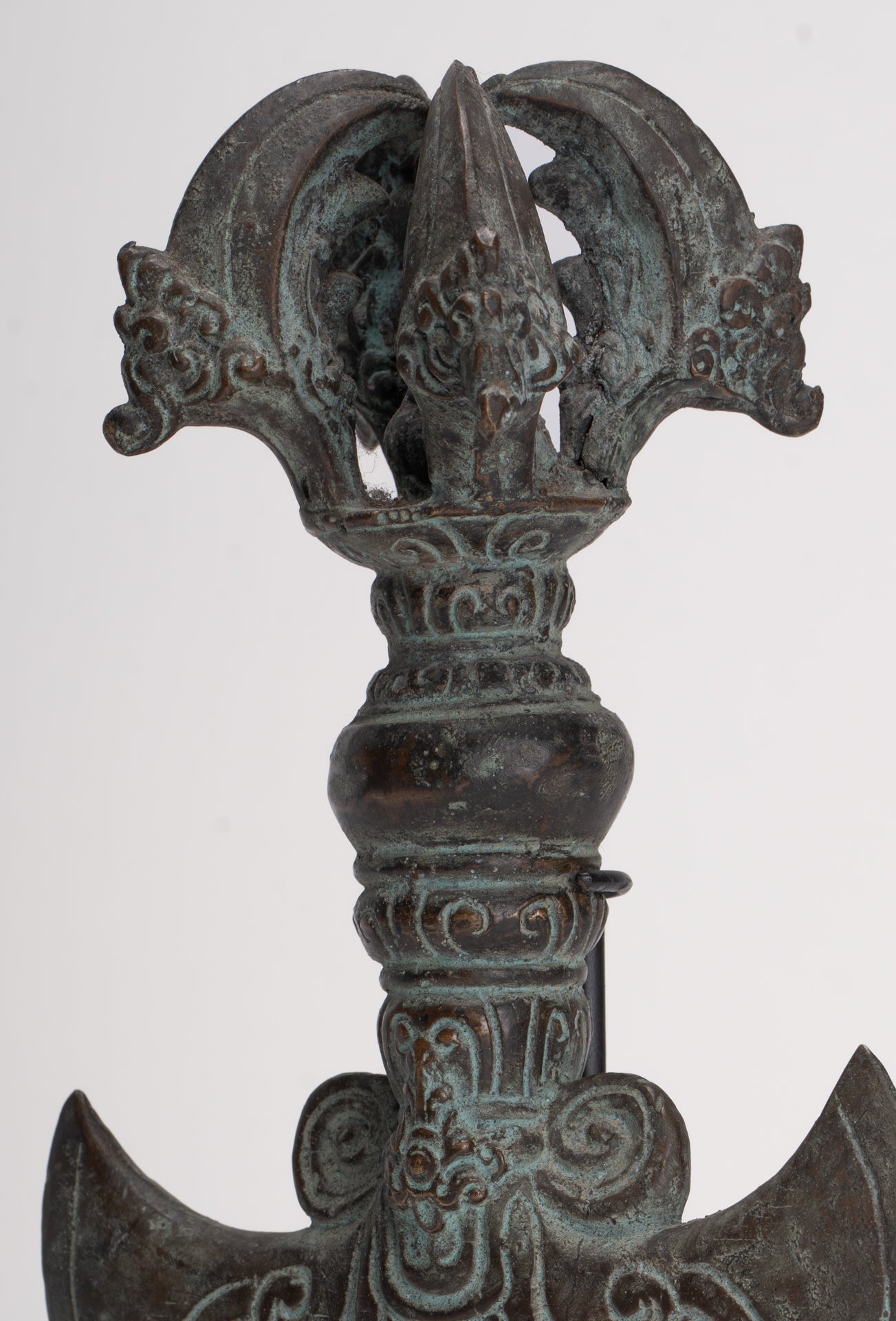 Antique Indonesian Style Mounted Bronze Ceremonial Chandrasa Axe Head- 29cm/12"