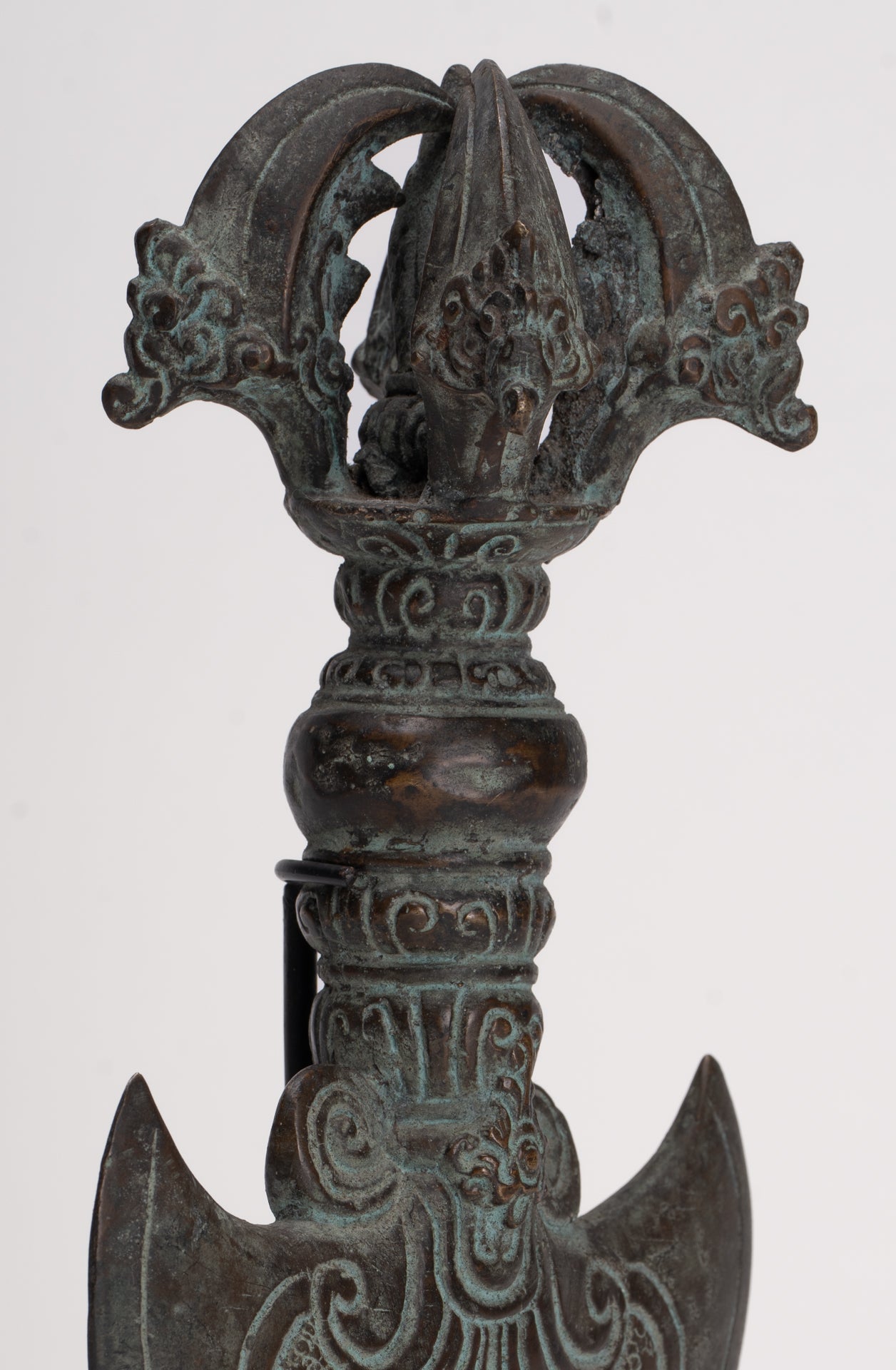 Antique Indonesian Style Mounted Bronze Ceremonial Chandrasa Axe Head- 29cm/12"