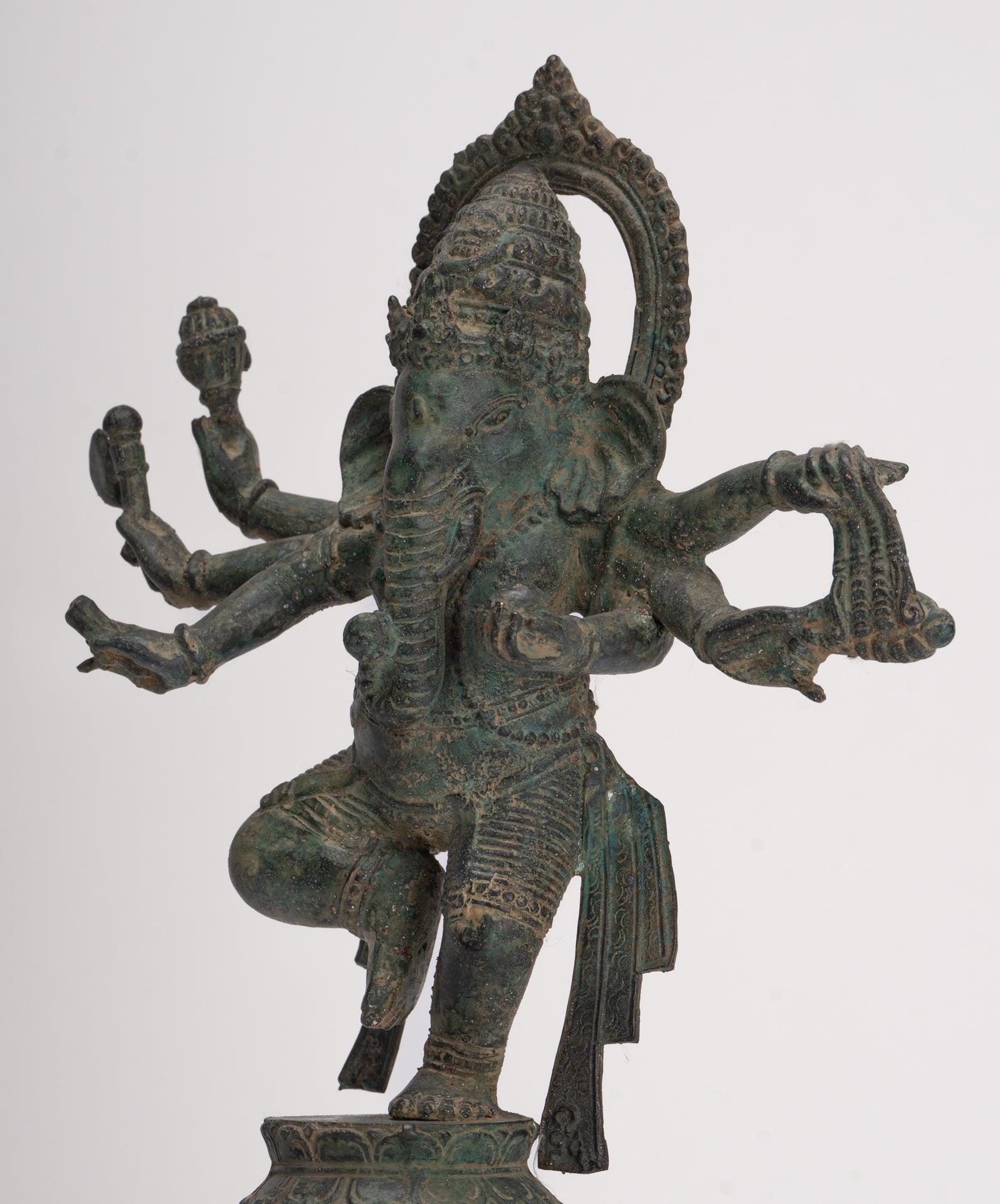Antique Javanese Style Bronze Dancing Indonesian Ganesha Statue - 32cm/13" 