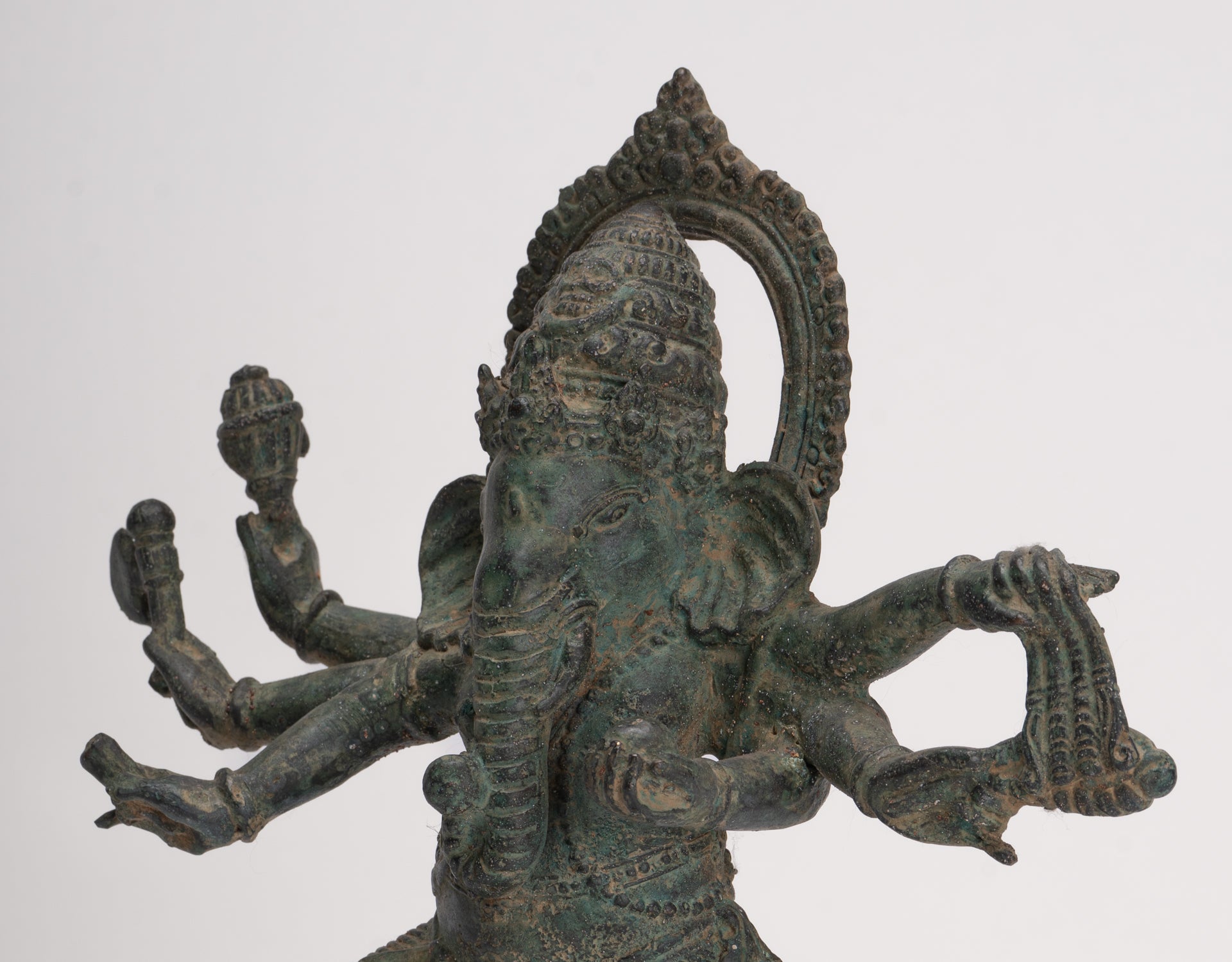 Antique Javanese Style Bronze Dancing Indonesian Ganesha Statue - 32cm/13"