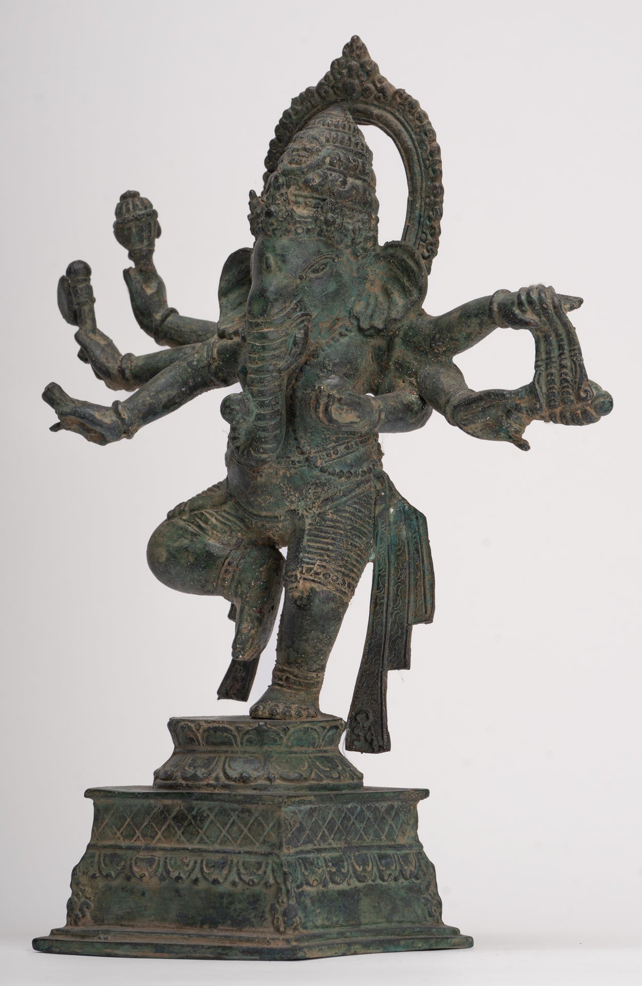 Antique Javanese Style Bronze Dancing Indonesian Ganesha Statue - 32cm/13" 