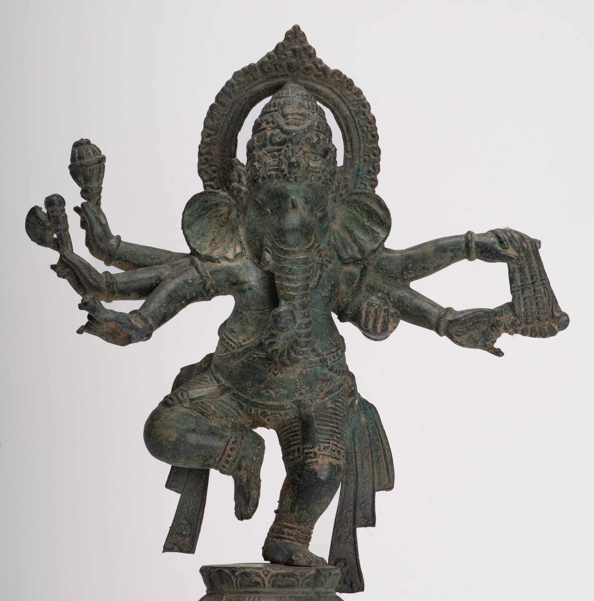 Antique Javanese Style Bronze Dancing Indonesian Ganesha Statue - 32cm/13" 