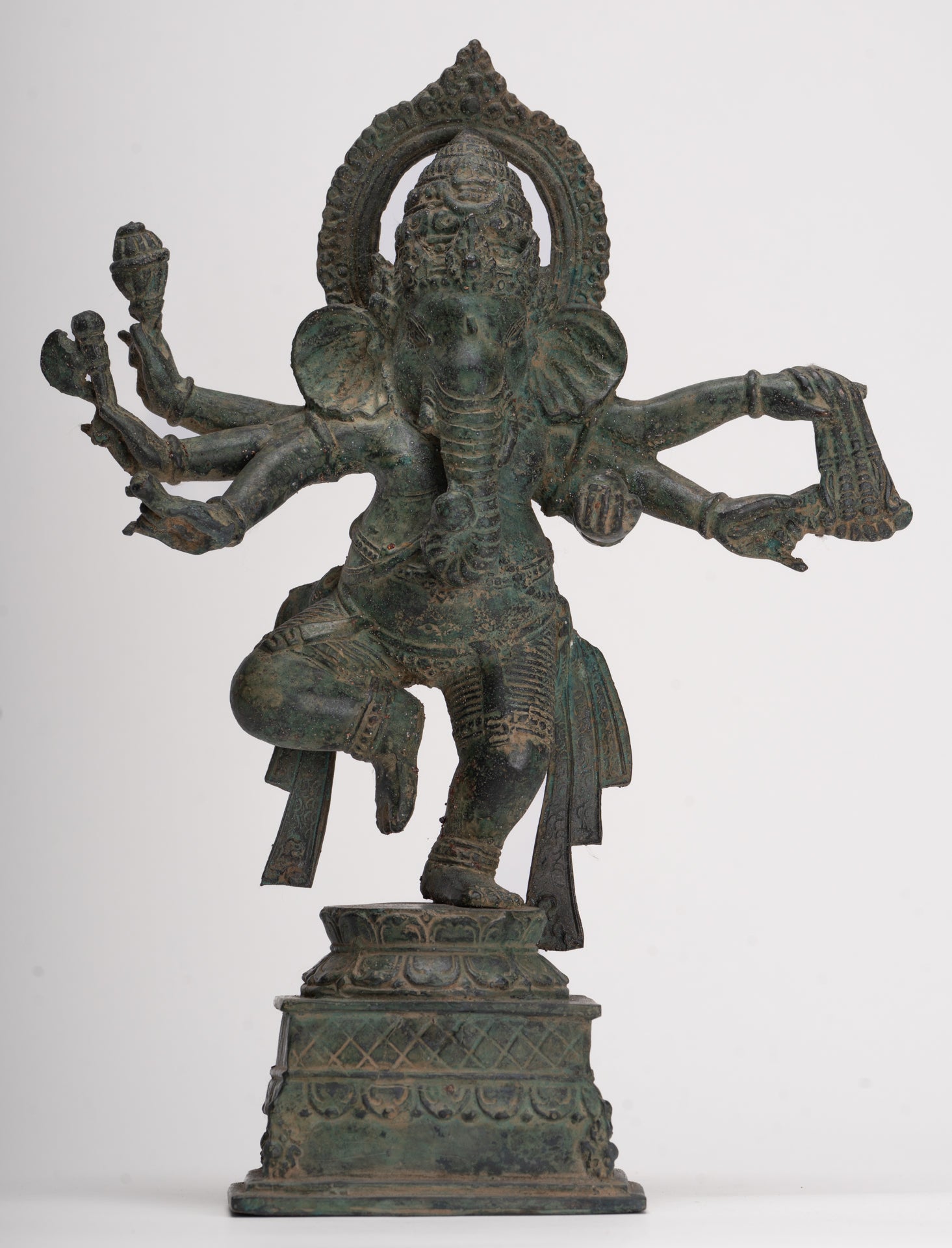 Antique Javanese Style Bronze Dancing Indonesian Ganesha Statue - 32cm/13" 