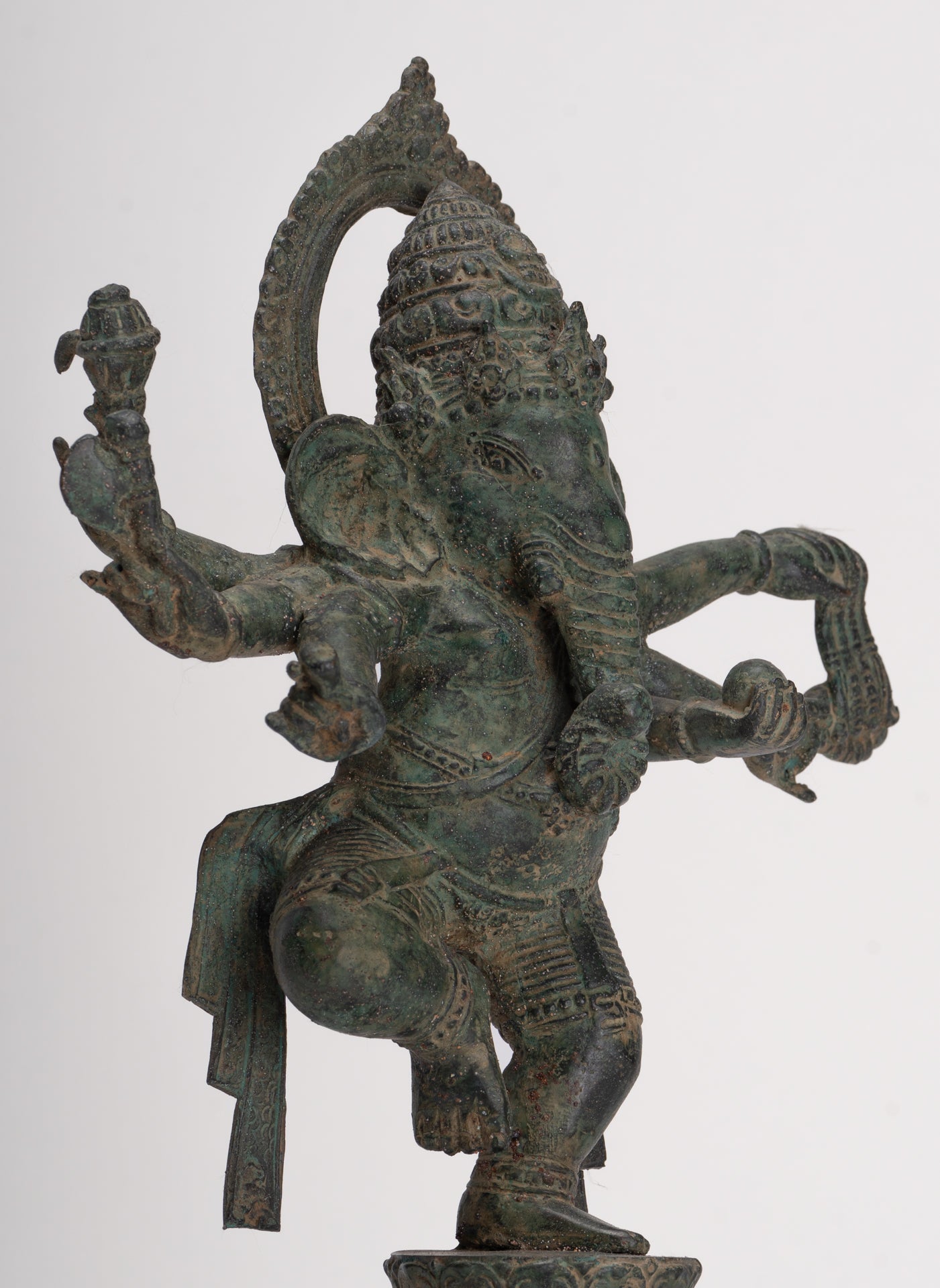 Antique Javanese Style Bronze Dancing Indonesian Ganesha Statue - 32cm/13" 
