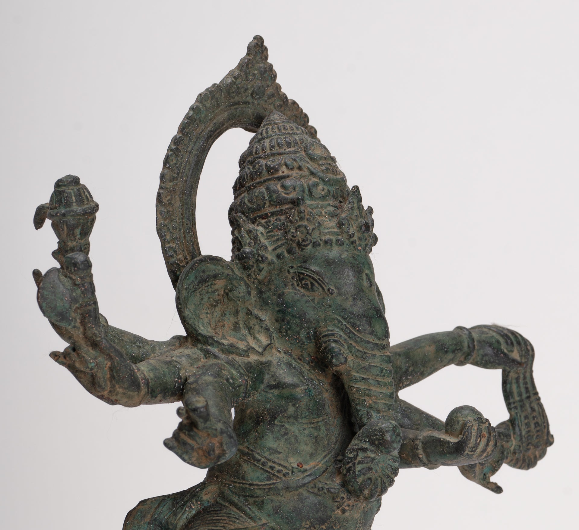 Antique Javanese Style Bronze Dancing Indonesian Ganesha Statue - 32cm/13" 