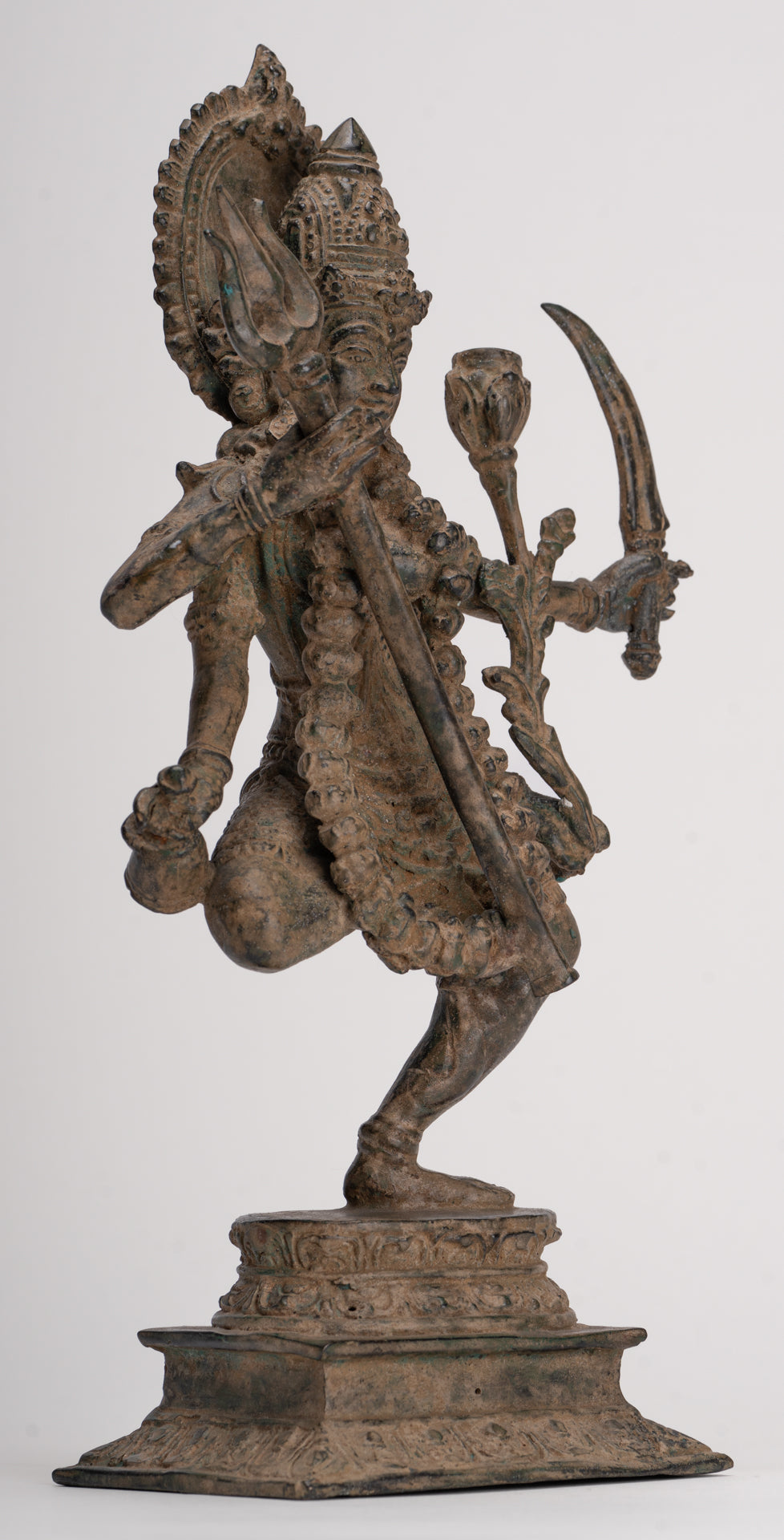 Kali Statue - Antique Java Style Majapahit Standing Bronze Kali or Mahakali Statue - 28cm/11"