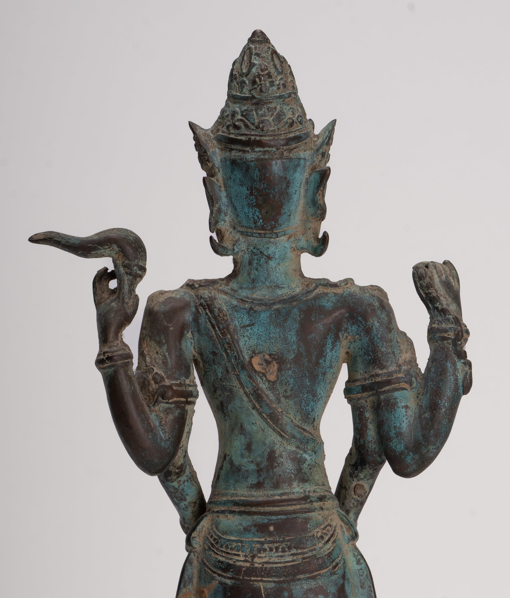 Vishnu - Antique Indonesian Style Majapahit Java Standing Bronze Vishnu Statue - 39cm/16"