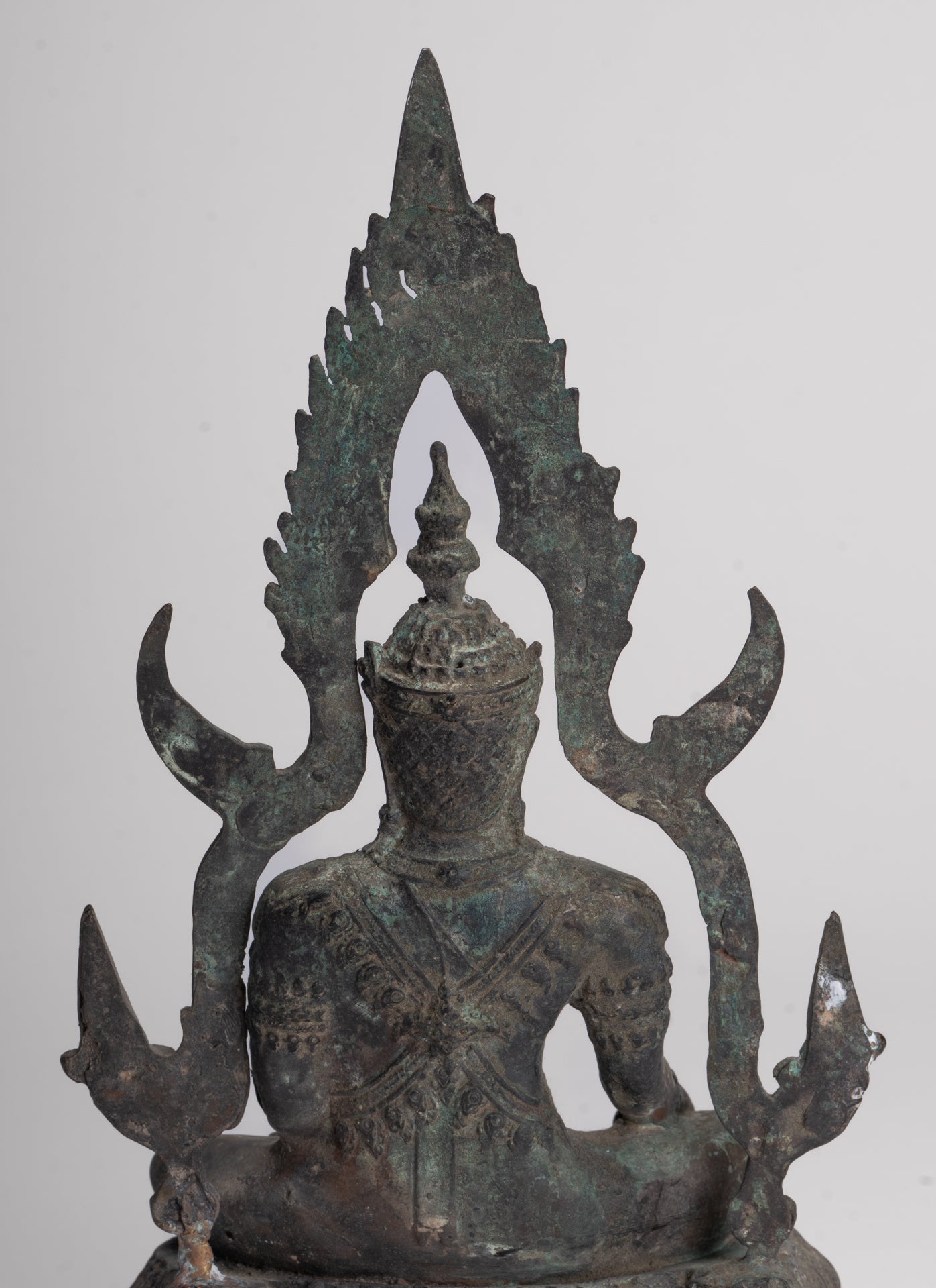 Antique Thai Style Bronze Phitsanulok Chinnarat Buddha Statue - 27cm/11"