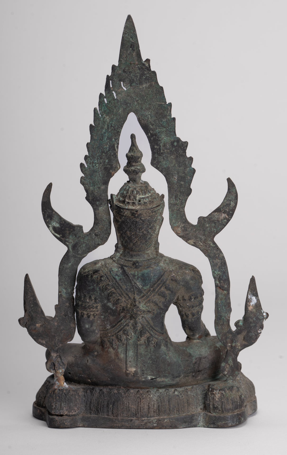 Antique Thai Style Bronze Phitsanulok Chinnarat Buddha Statue - 27cm/11"