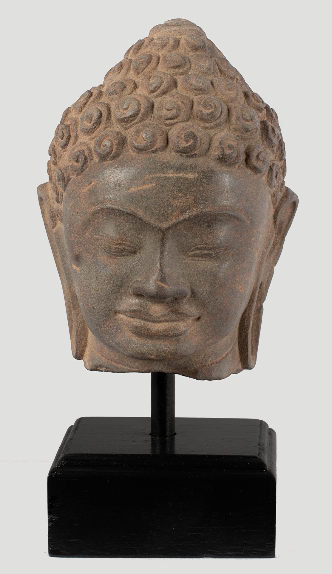 Buddha Statue - Antique Dvaravati Style Thai Stone Buddha Head Statue - 27cm/11"