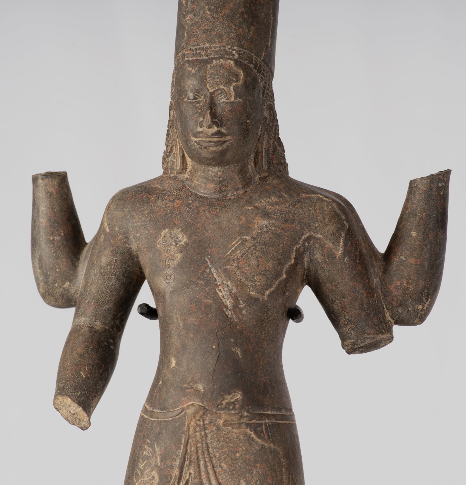 Vishnu-Statue – antiker Khmer-Sandstein-Vishnu-Torso im Phnom-Da-Stil – 43 cm/17 Zoll