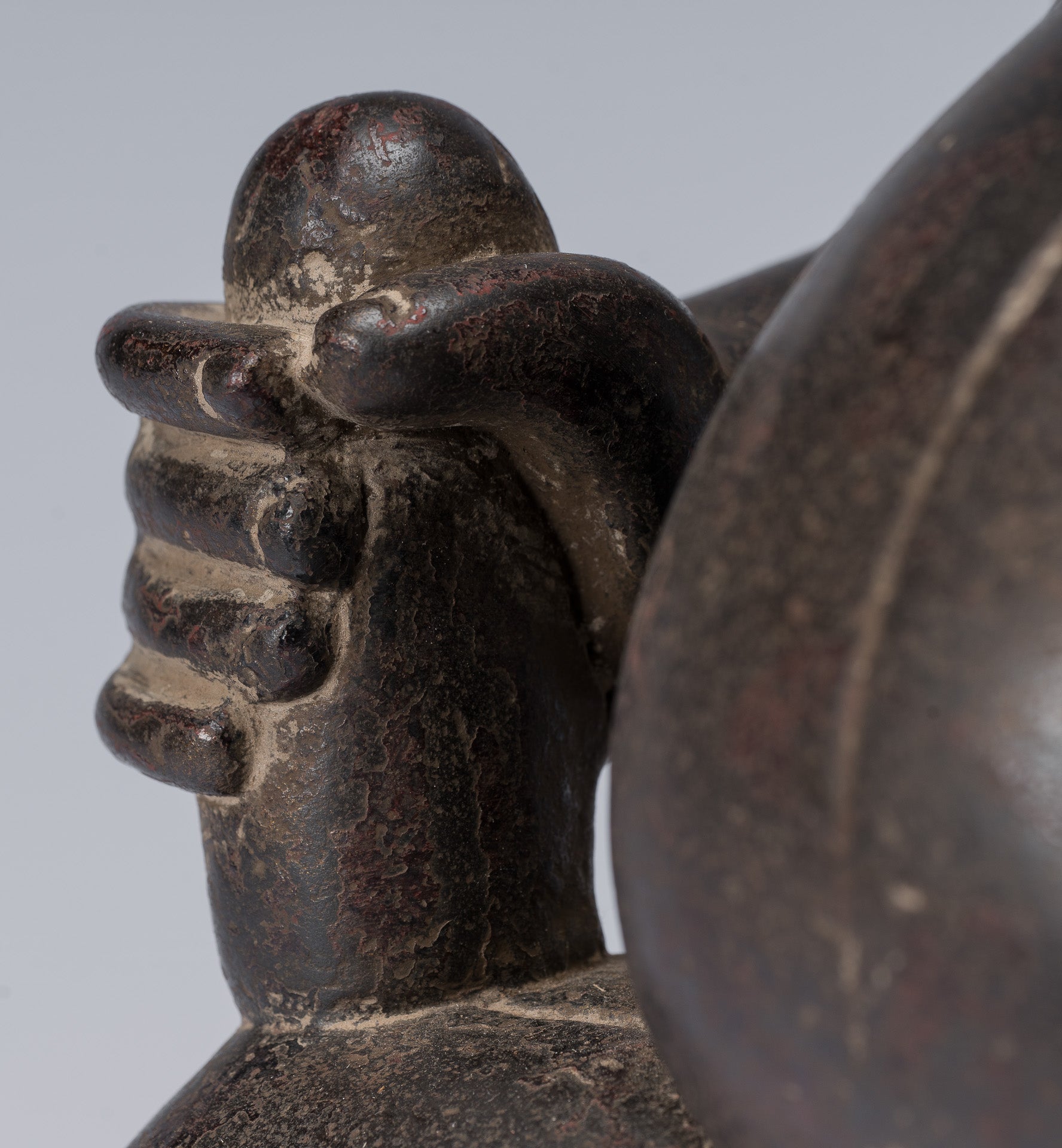 Antique Cham Style Vietnamese Seated Stone Ganesha Statue - 31cm/12"