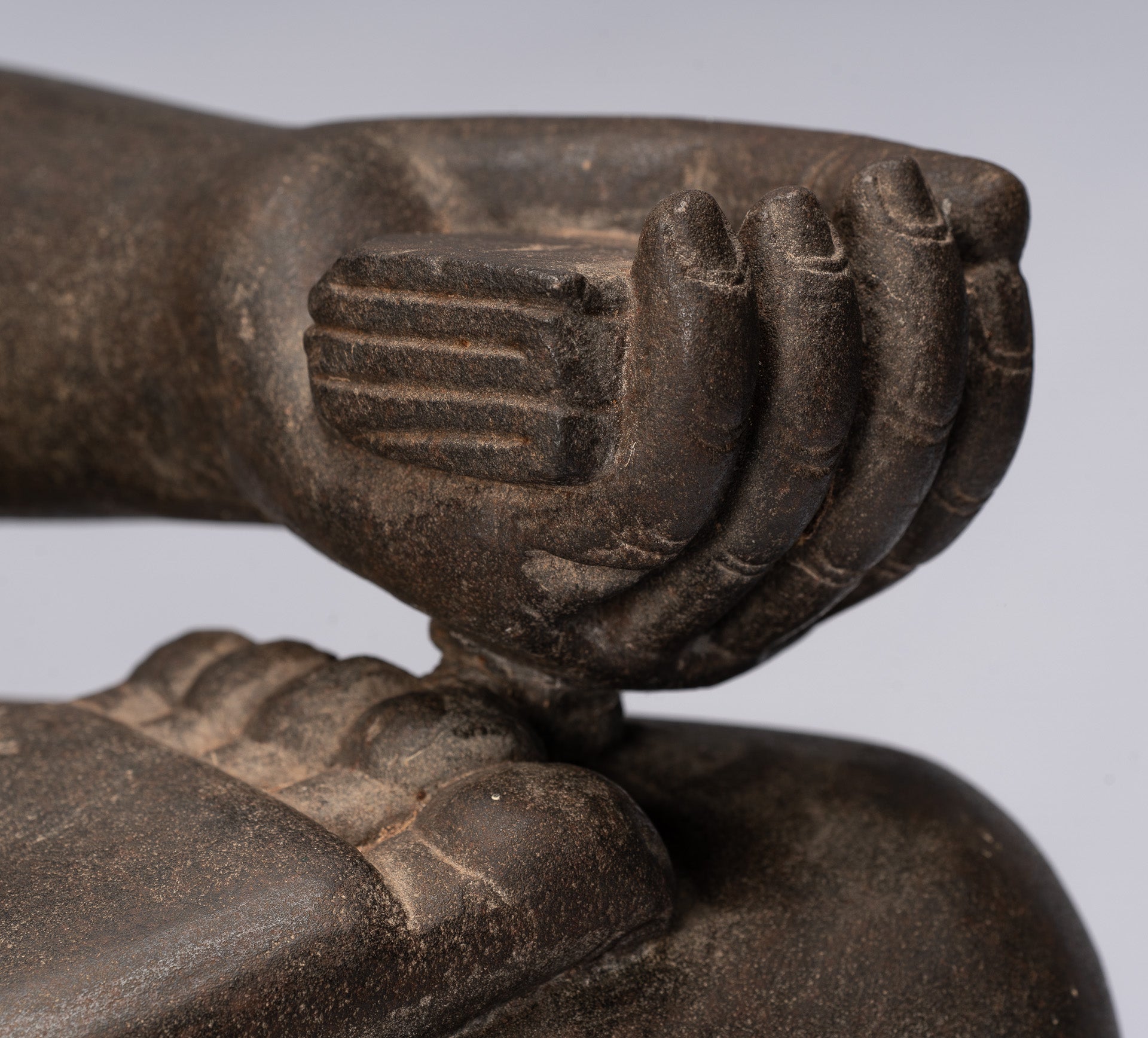 Antique Khmer Style Stone Koh Ker Seated Bodhisattva Avalokitesvara Statue-62cm/25 "