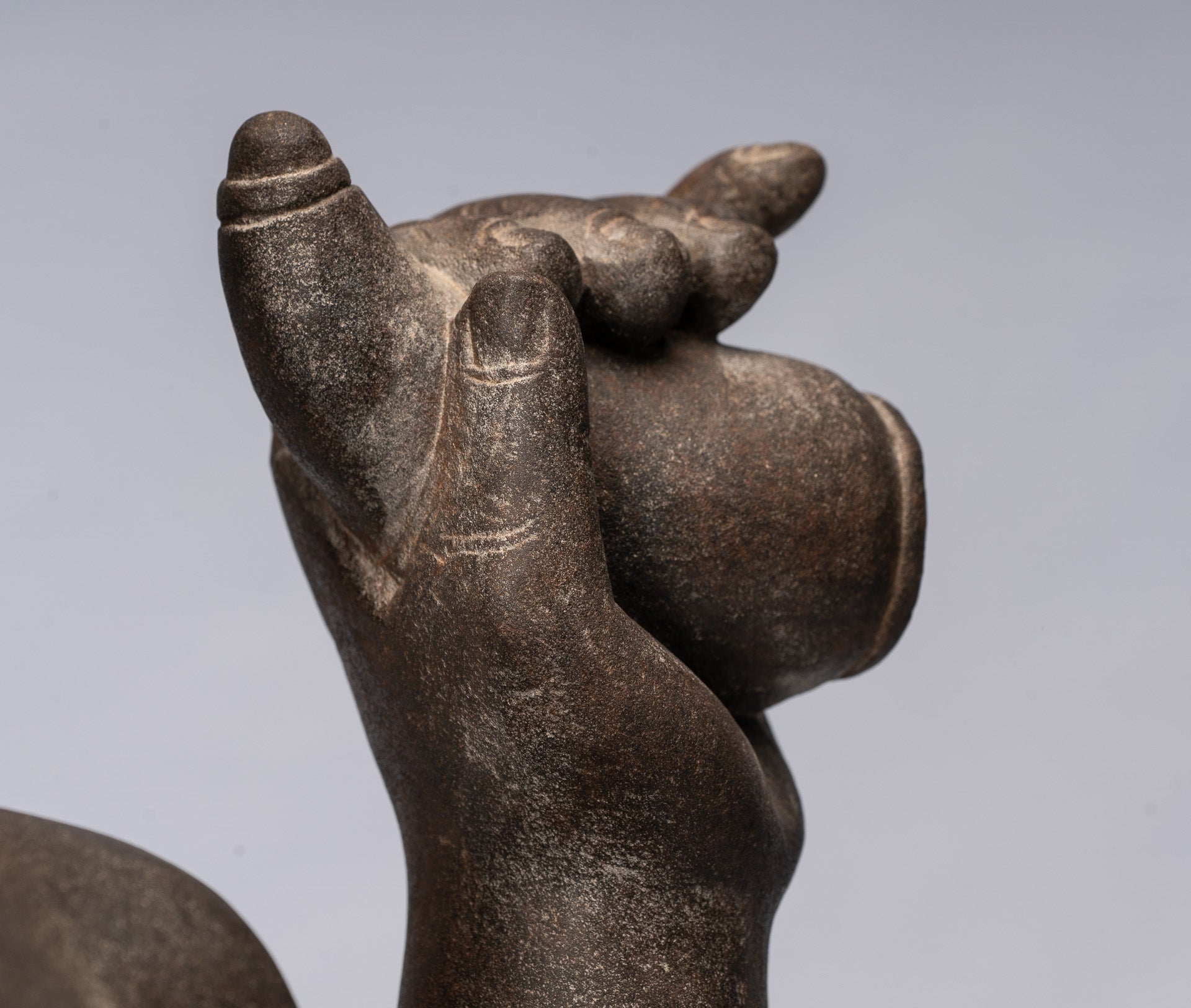 Antique Khmer Style Stone Koh Ker Seated Bodhisattva Avalokitesvara Statue-62cm/25 "