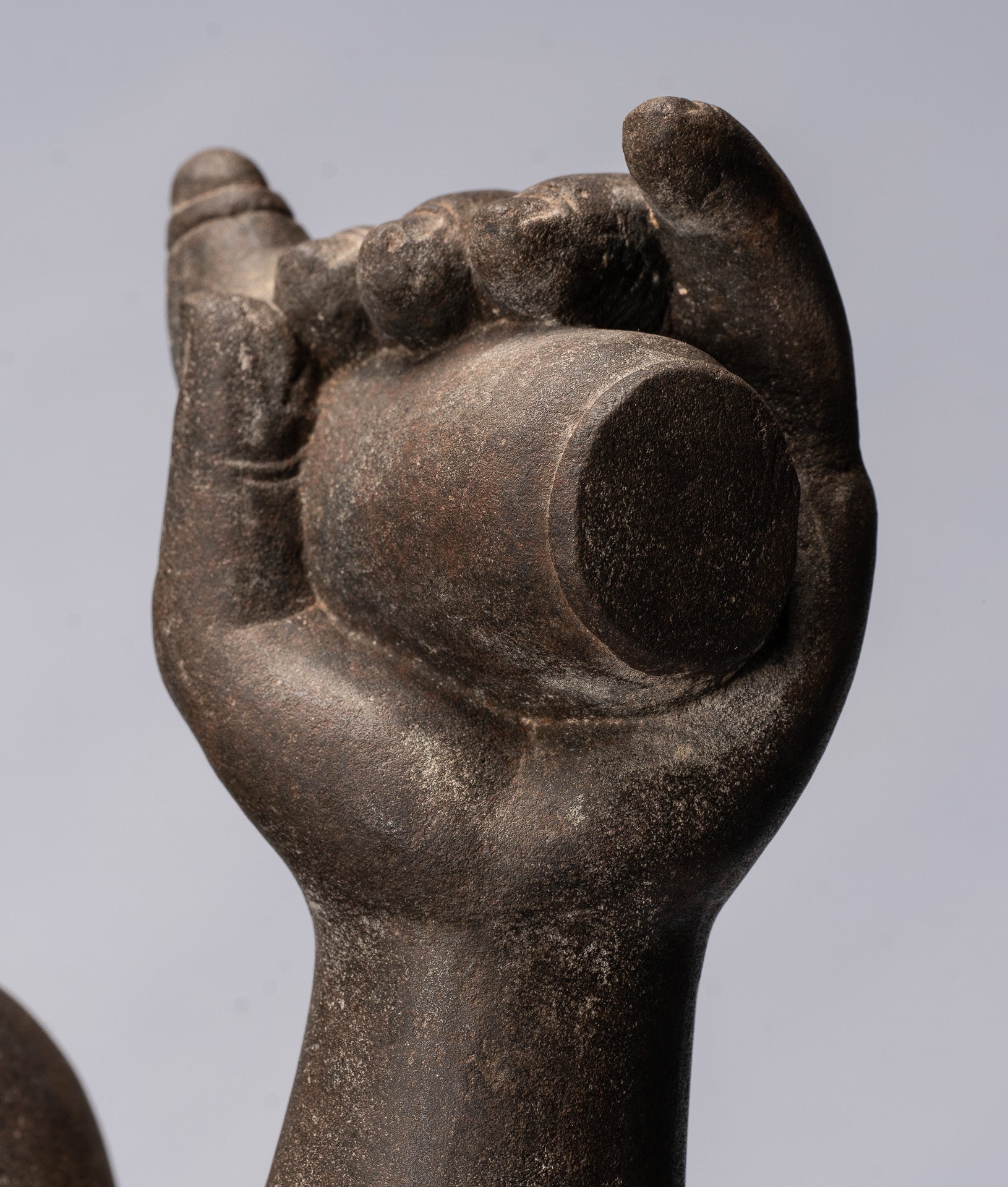 Antique Khmer Style Stone Koh Ker Seated Bodhisattva Avalokitesvara Statue-62cm/25 "