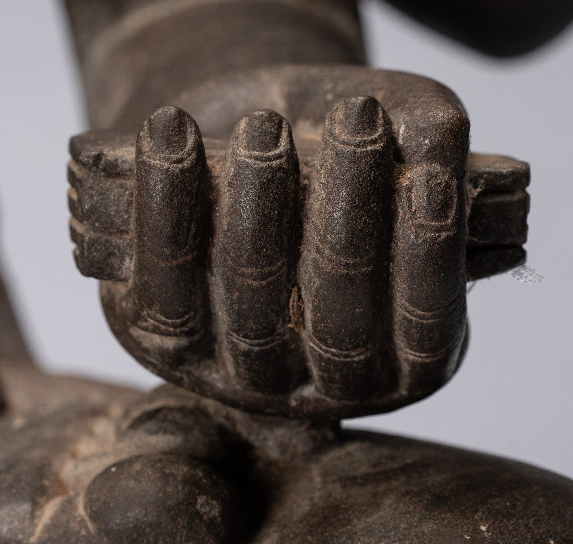 Antique Khmer Style Stone Koh Ker Seated Bodhisattva Avalokitesvara Statue-62cm/25 "