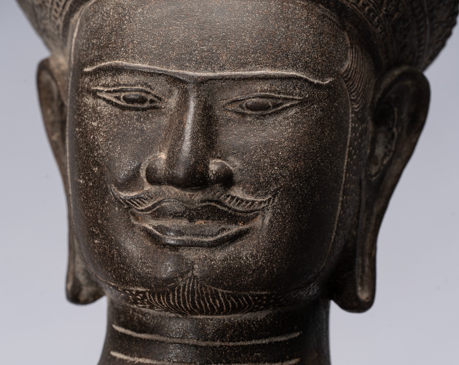 Antique Khmer Style Stone Koh Ker Seated Bodhisattva Avalokitesvara Statue-62cm/25 "