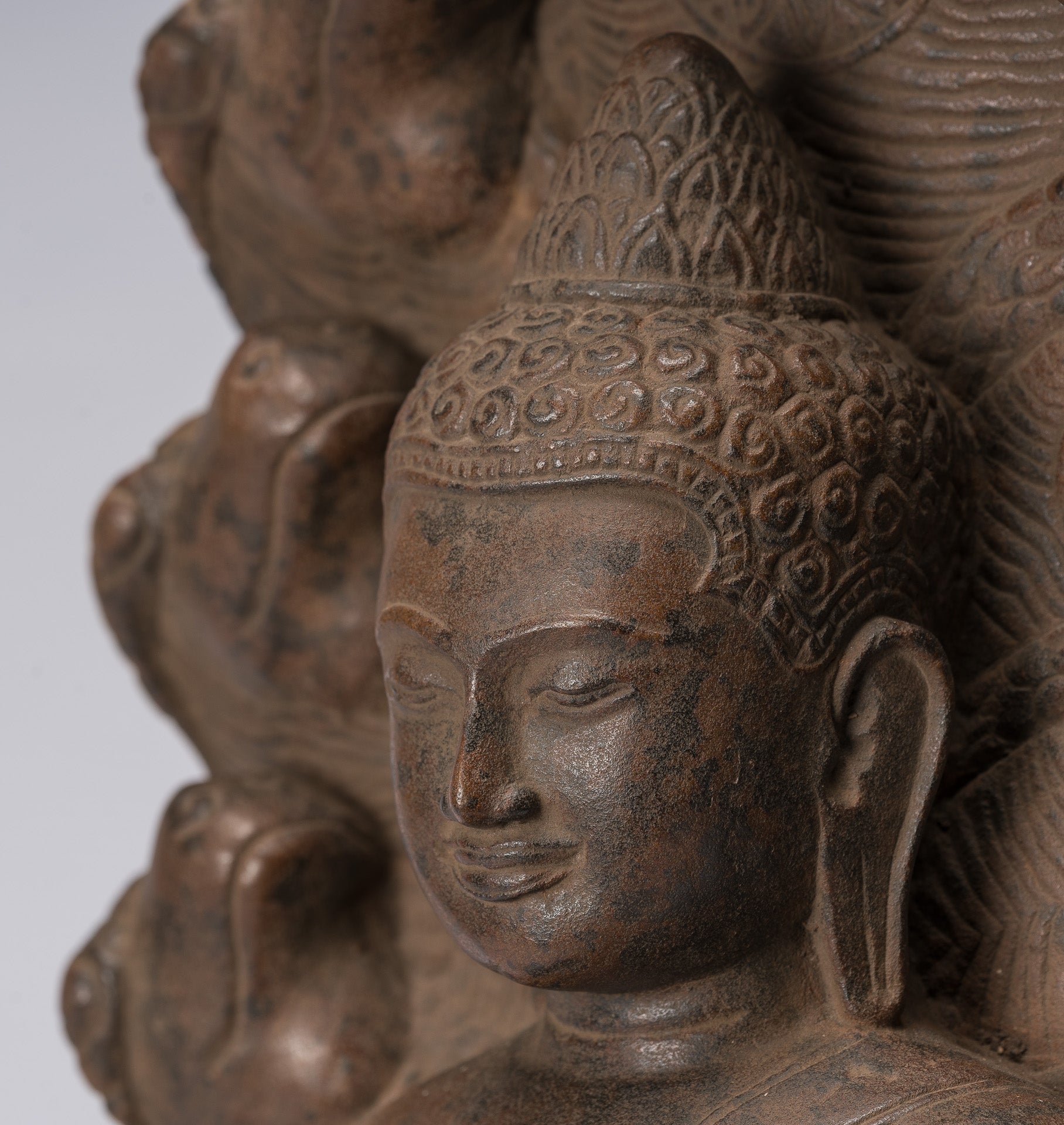 Statue di Buddha - Antique Angkor Wat Style Khmer Stone seduto Meditazione Naga Buddha - 56 cm/22 "