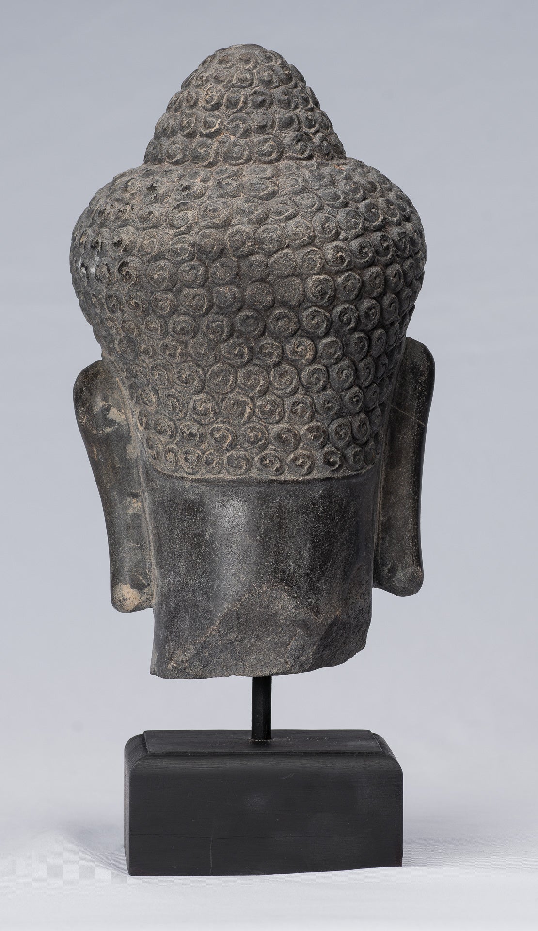 Shiva Statue-Antique Khmer Style Black Stone Yaksha & Yakshaswaroop Shiva Head-31cm/12 "