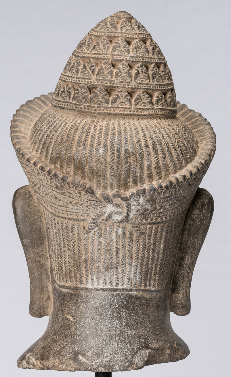 Guardian Statue-Antique Khmer Stone Banteay Srei Style Yaksha Temple Guardian-43cm/17 "