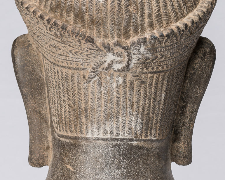 Guardian Statue-Antique Khmer Stone Banteay Srei Style Yaksha Temple Guardian-43cm/17 "