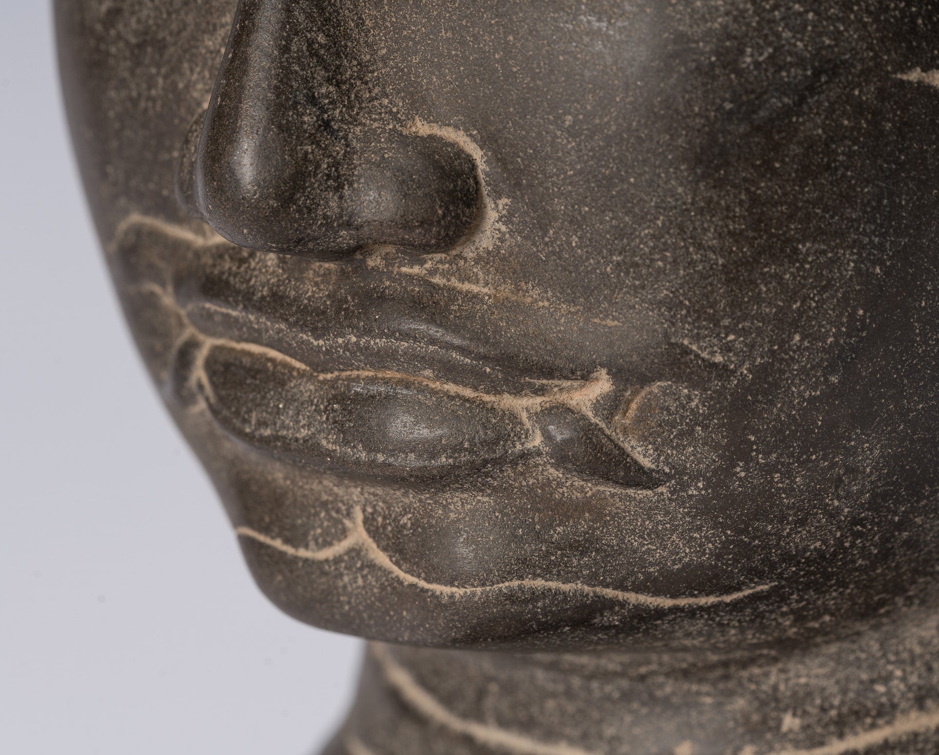 Guardian Statue-Antique Khmer Stone Banteay Srei Style Yaksha Temple Guardian-43cm/17 "