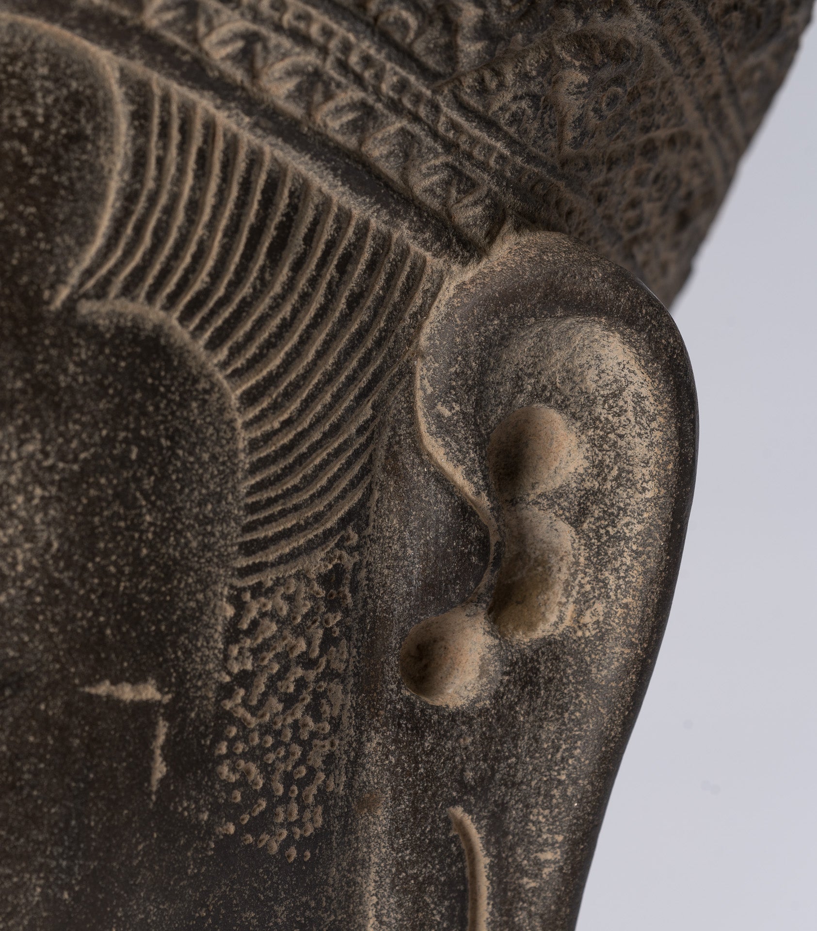 Guardian Statue-Antique Khmer Stone Banteay Srei Style Yaksha Temple Guardian-43cm/17 "