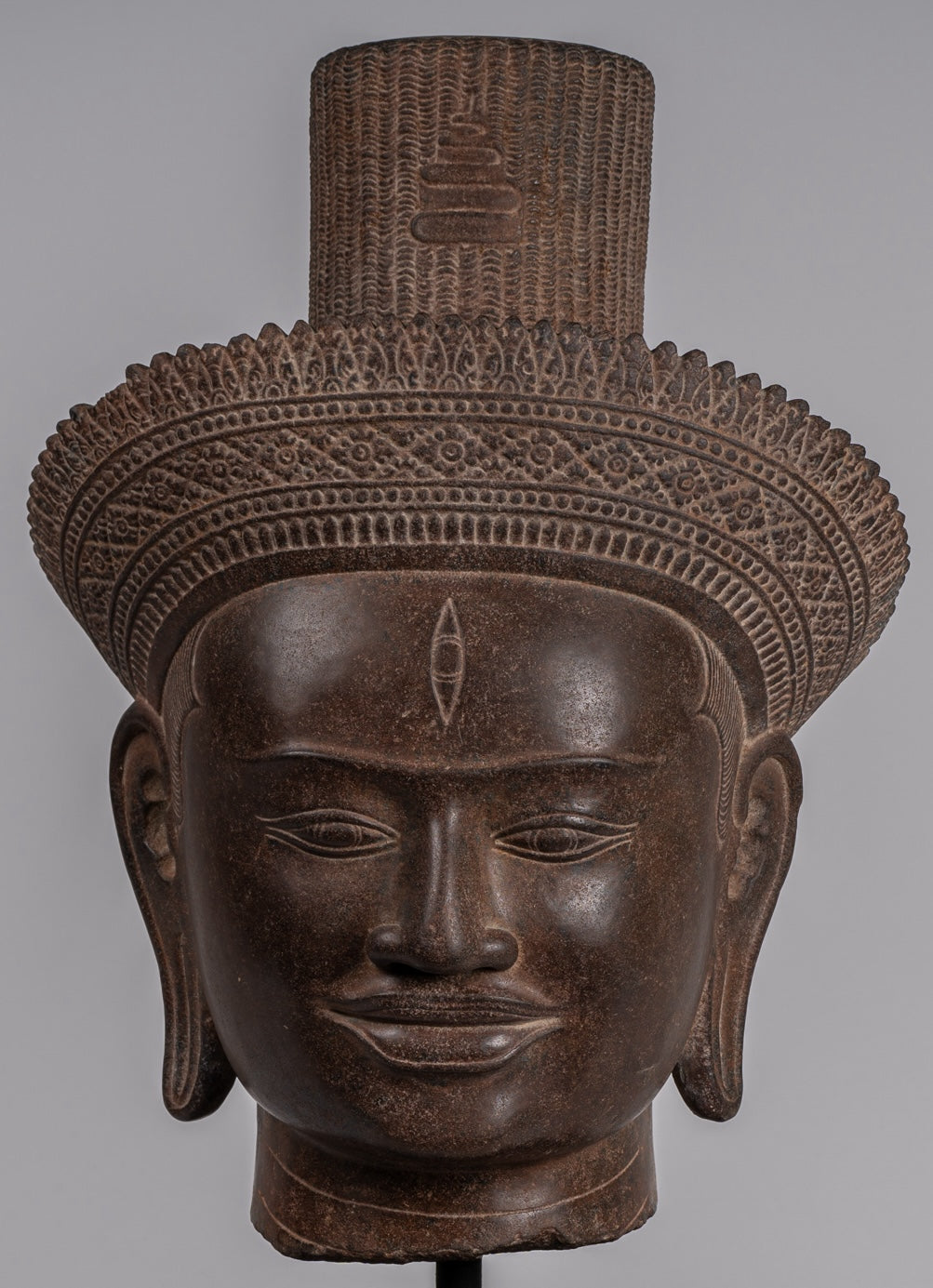 Estatua de Shiva - Estatua de cabeza de Stone Shiva de Khmer Stone de Khmer Stone - El destructor - 54cm/22 "