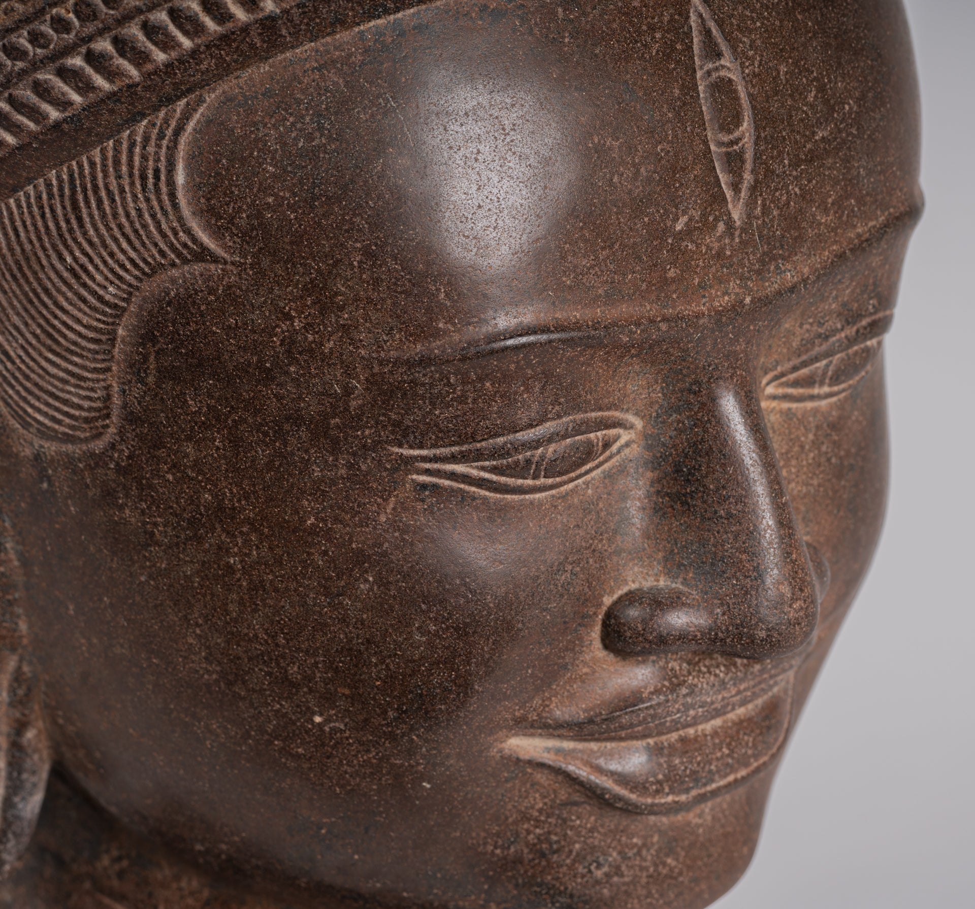 Estatua de Shiva - Estatua de cabeza de Stone Shiva de Khmer Stone de Khmer Stone - El destructor - 54cm/22 "