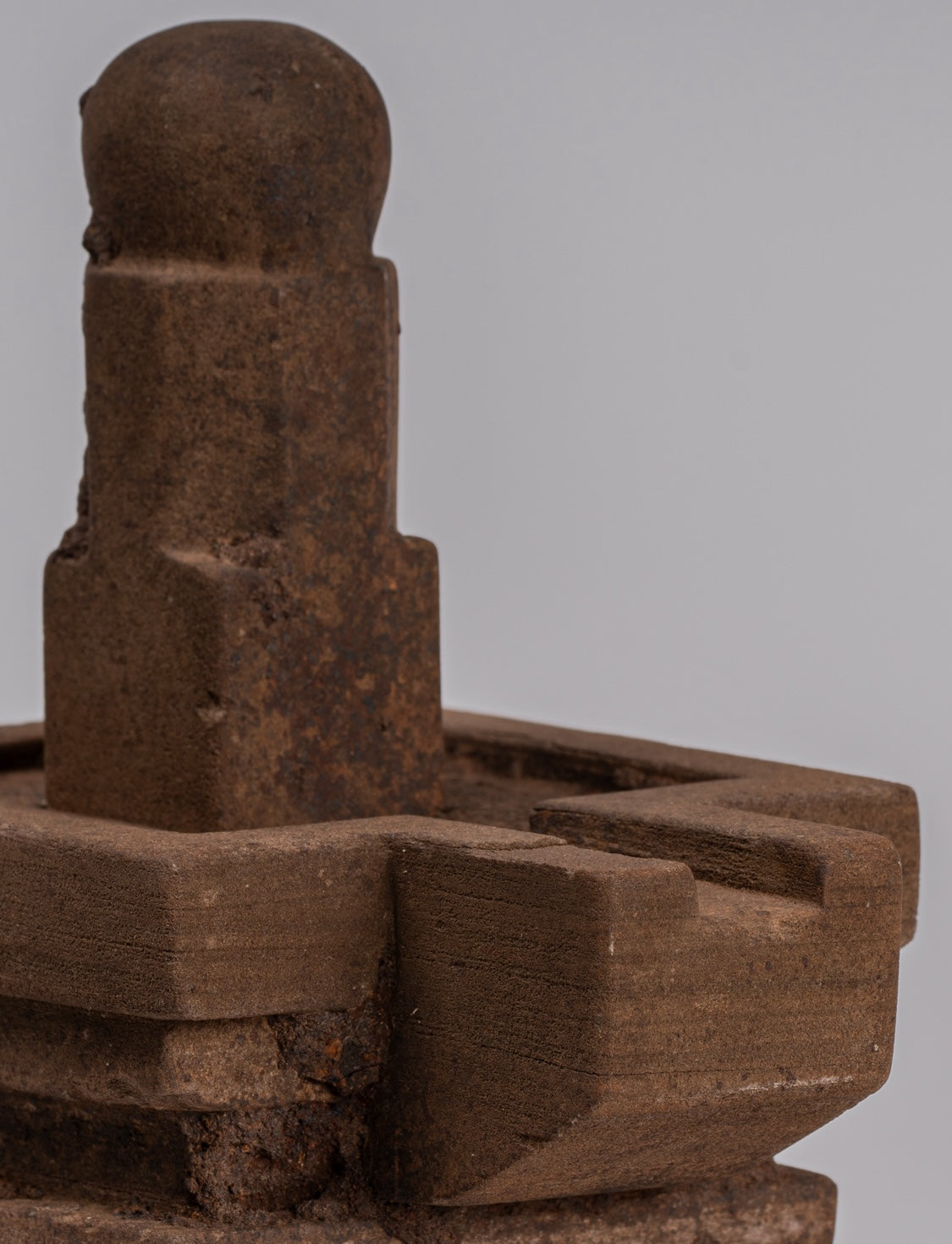 Linga Statue - Antique Khmer Style Two Piece Stone Linga / Lingnum & Yoni - 20cm/8"