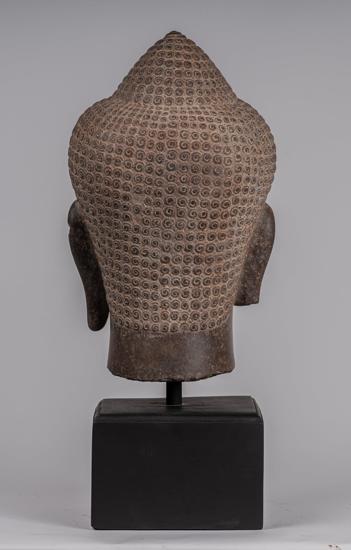 Shiva Statue - Antique Khmer Style Brown Stone Shiva Head Statue - The Destroyer - 52cm/21"