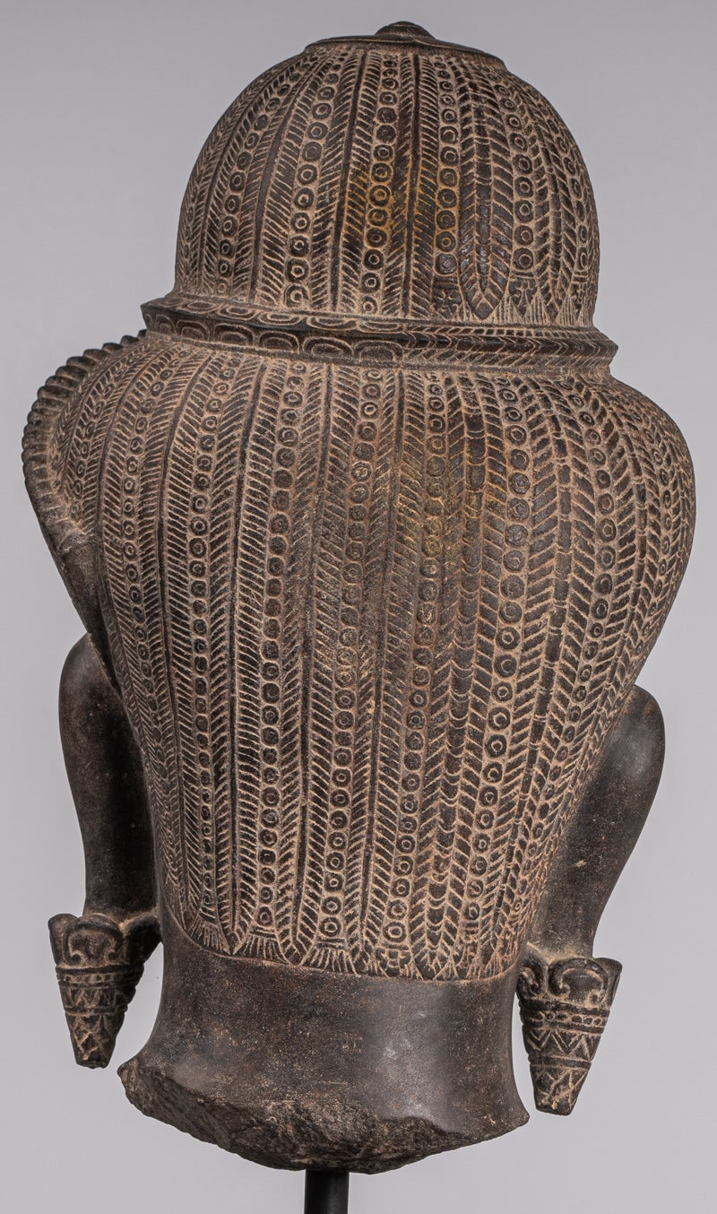 Ardhanarishvara Statue - Antique Baphuon Style Khmer Sandstone Standing Shiva Parvati Statue - 57cm/23"