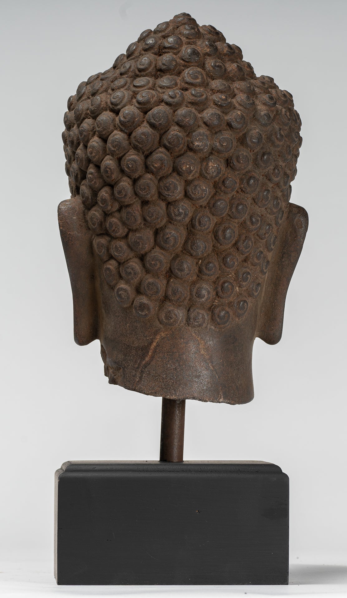 Buddha Statue - Antique Dvaravati Style Thai Stone Buddha Head Statue - 41cm/16"