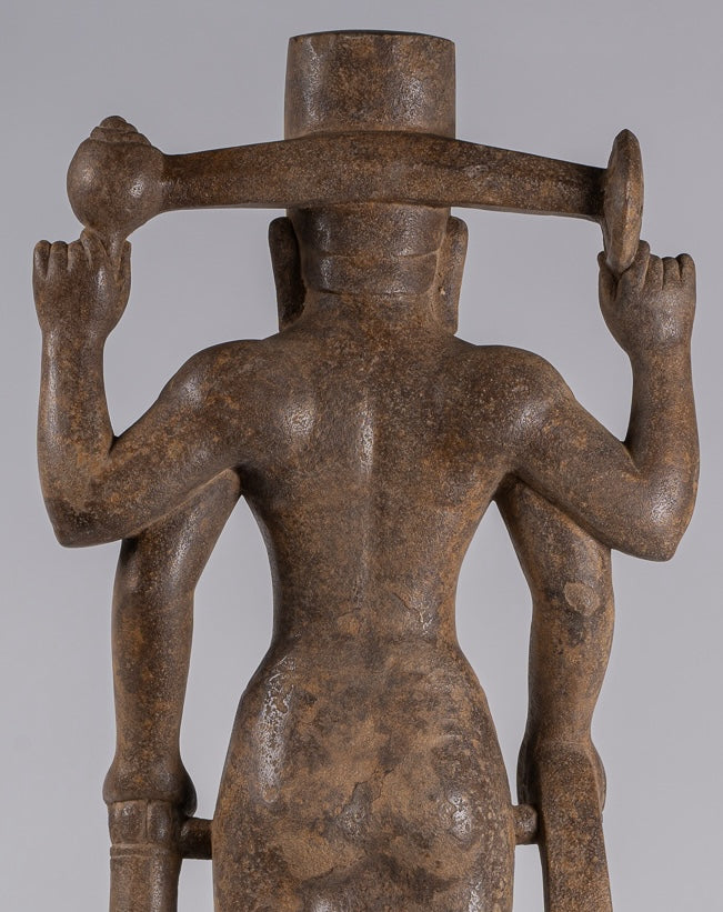 Vishnu Sculpture - Antique Pre-Angkor Style Mounted Sandstone Vishnu Statue - 91cm/36"