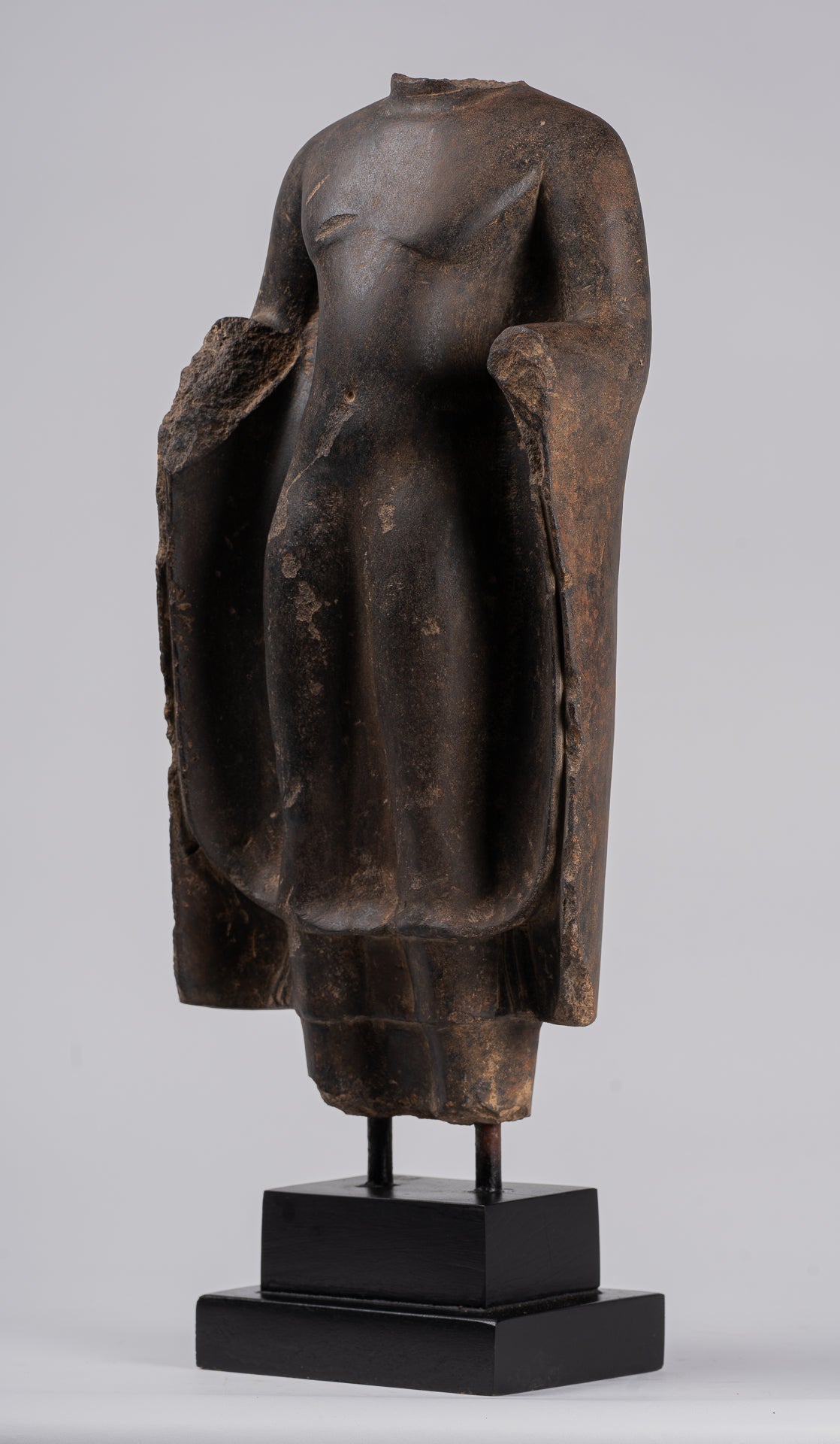 Buddha Statue - Antique Thai Style Standing Stone Dvaravati Buddha (probably) Statue - 58cm/23" Tall